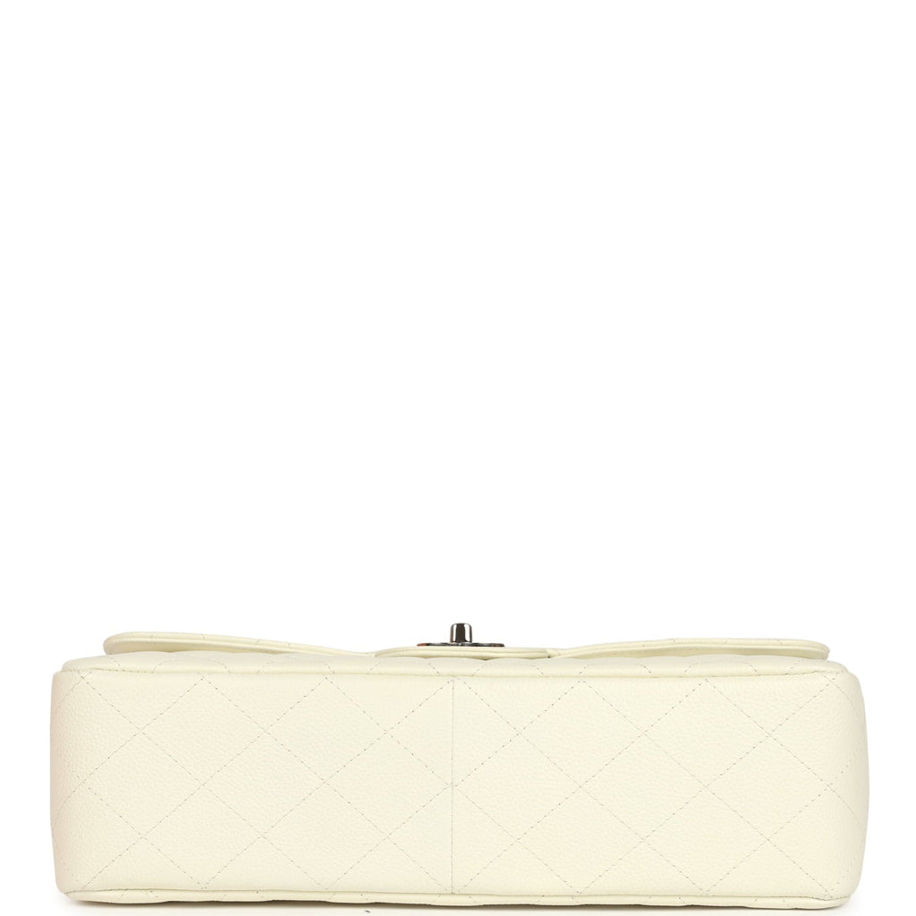 vintage-chanel-classic-jumbo-single-flap-bag-white-caviar-silver-metal
