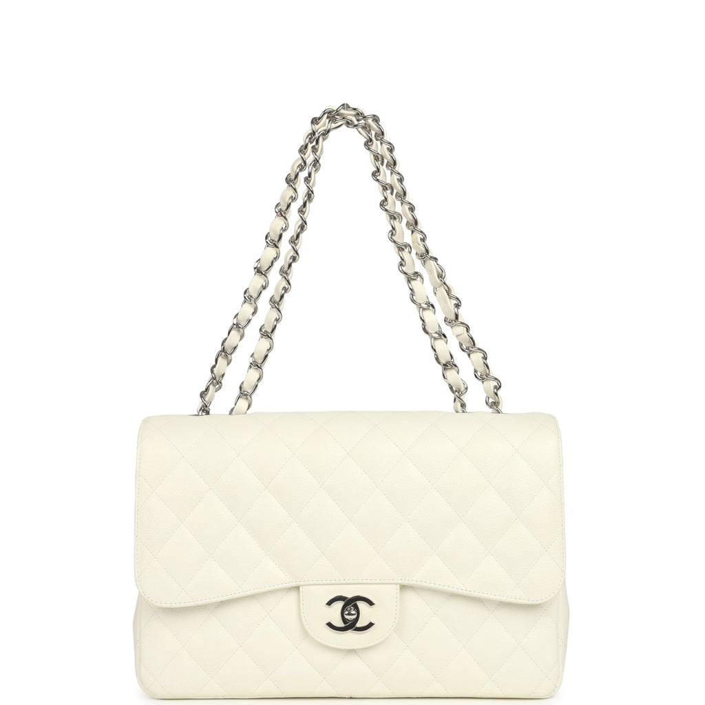 vintage-chanel-classic-jumbo-single-flap-bag-white-caviar-silver-metal