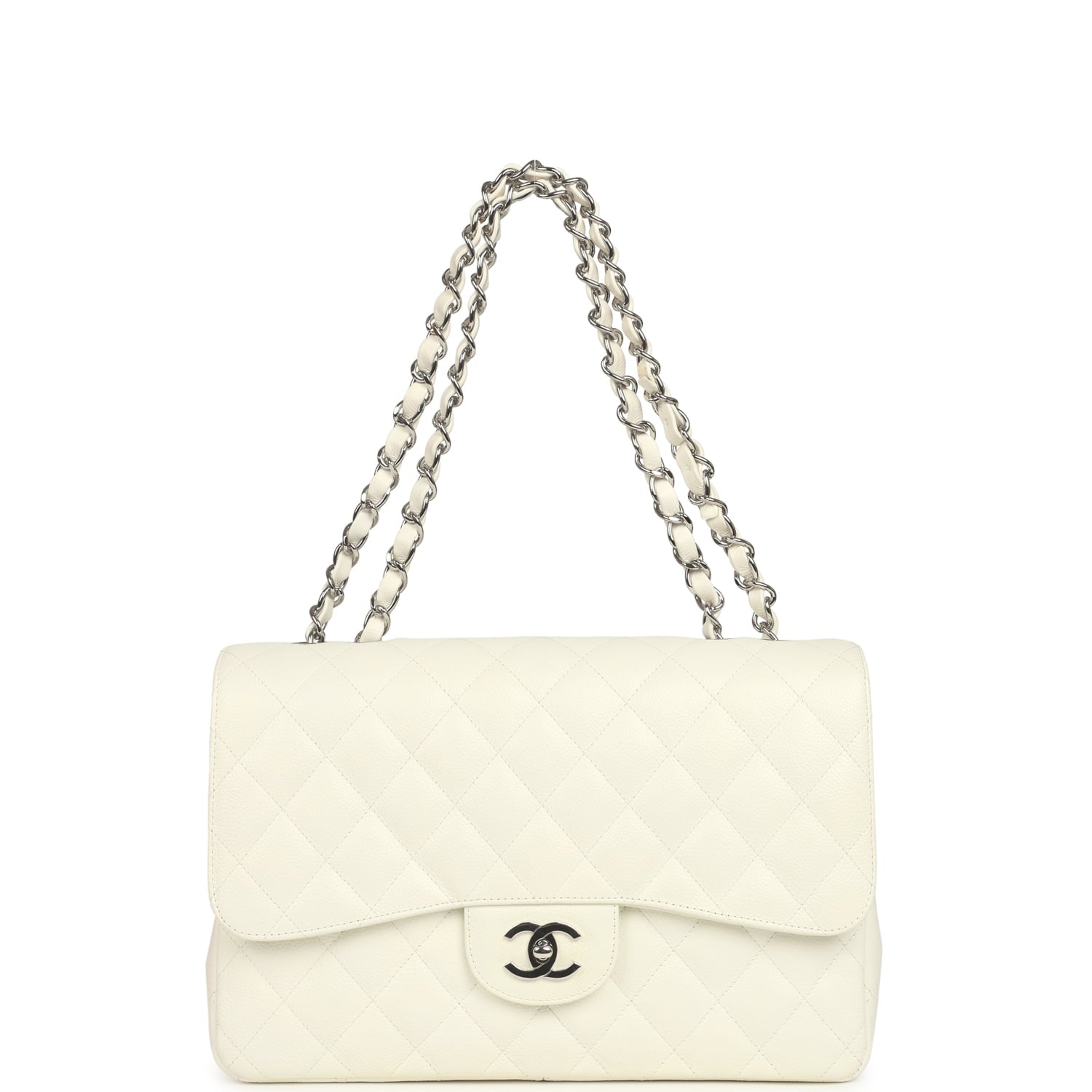 vintage-chanel-classic-jumbo-single-flap-bag-white-caviar-silver-metal