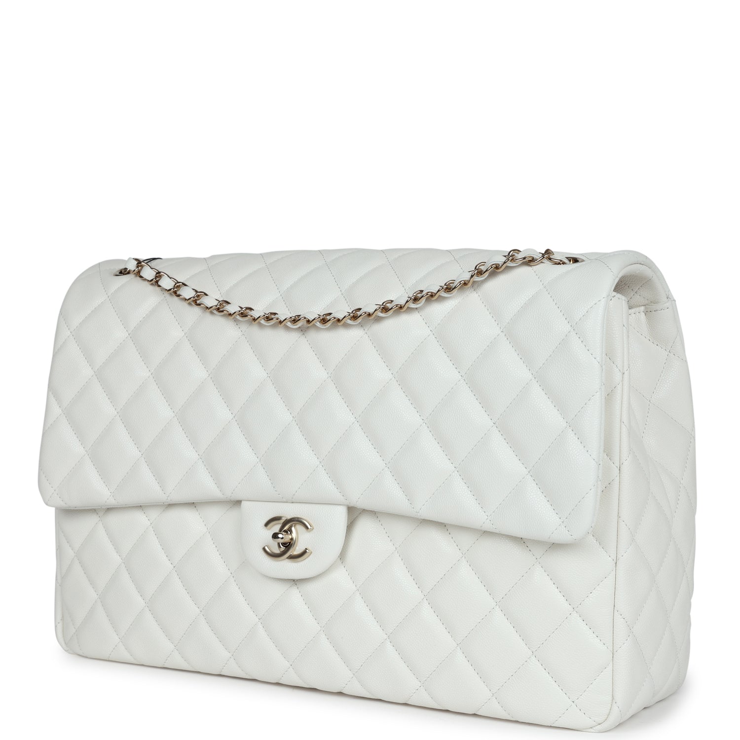 chanel-xxl-classic-single-flap-bag-white-shiny-caviar-light-gold-metal