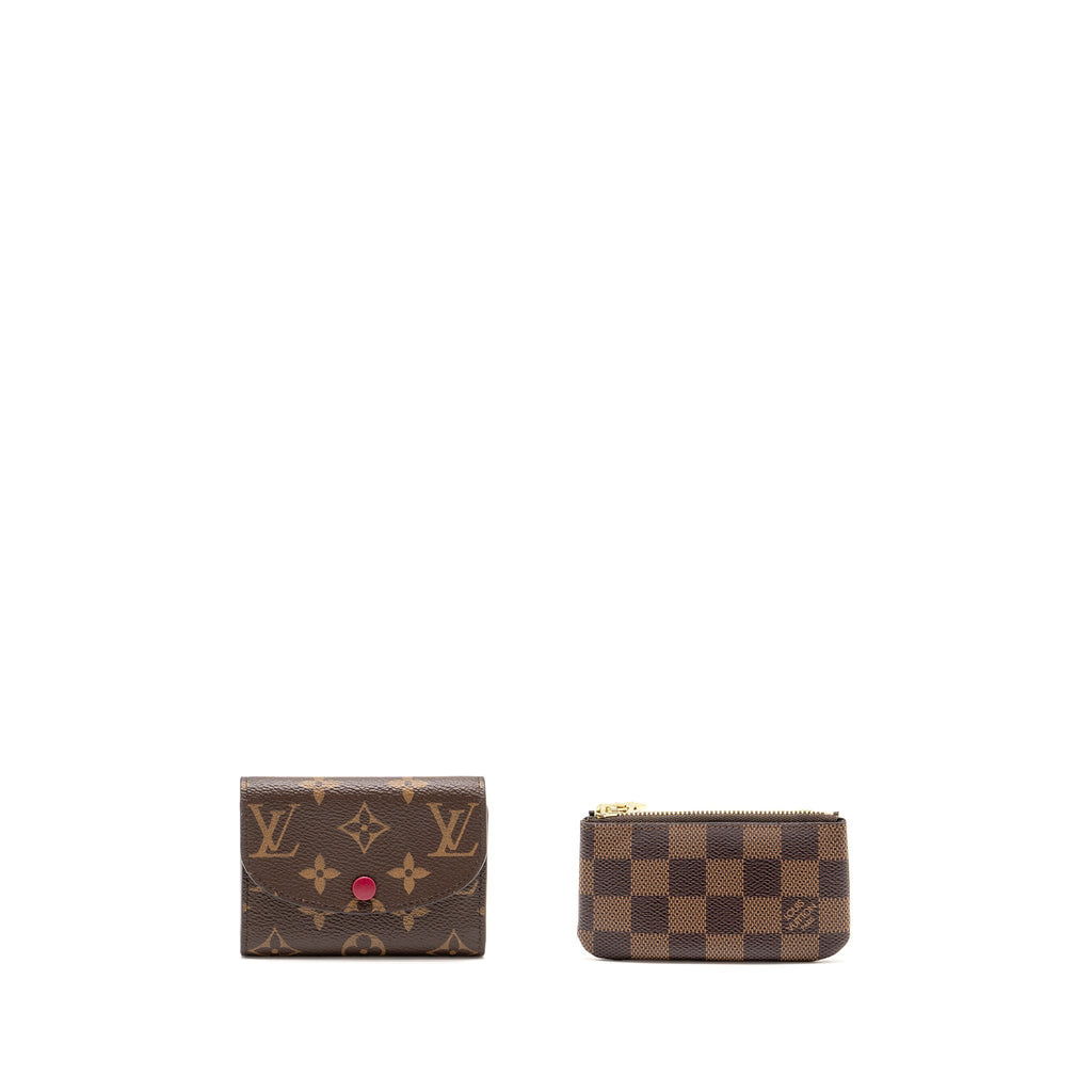 louis-vuitton-rosalie-coin-purse-monogram-canvas-fuchsia-key-pouch-damier-ebene-ghwsell-in-a-set