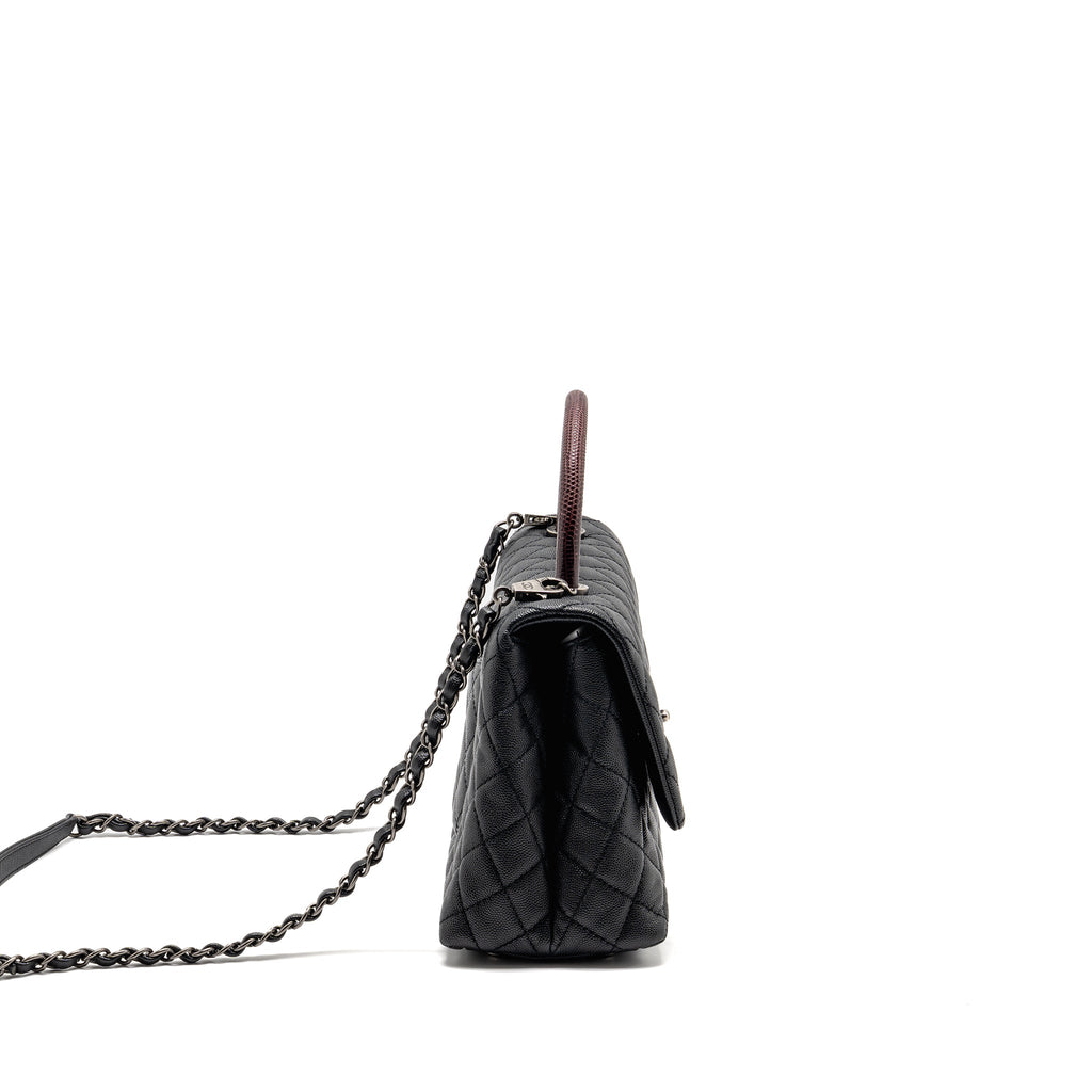 chanel-small-coco-handle-flap-bag-lizard-embossed-handle-caviar-black-ruthenium-hardware