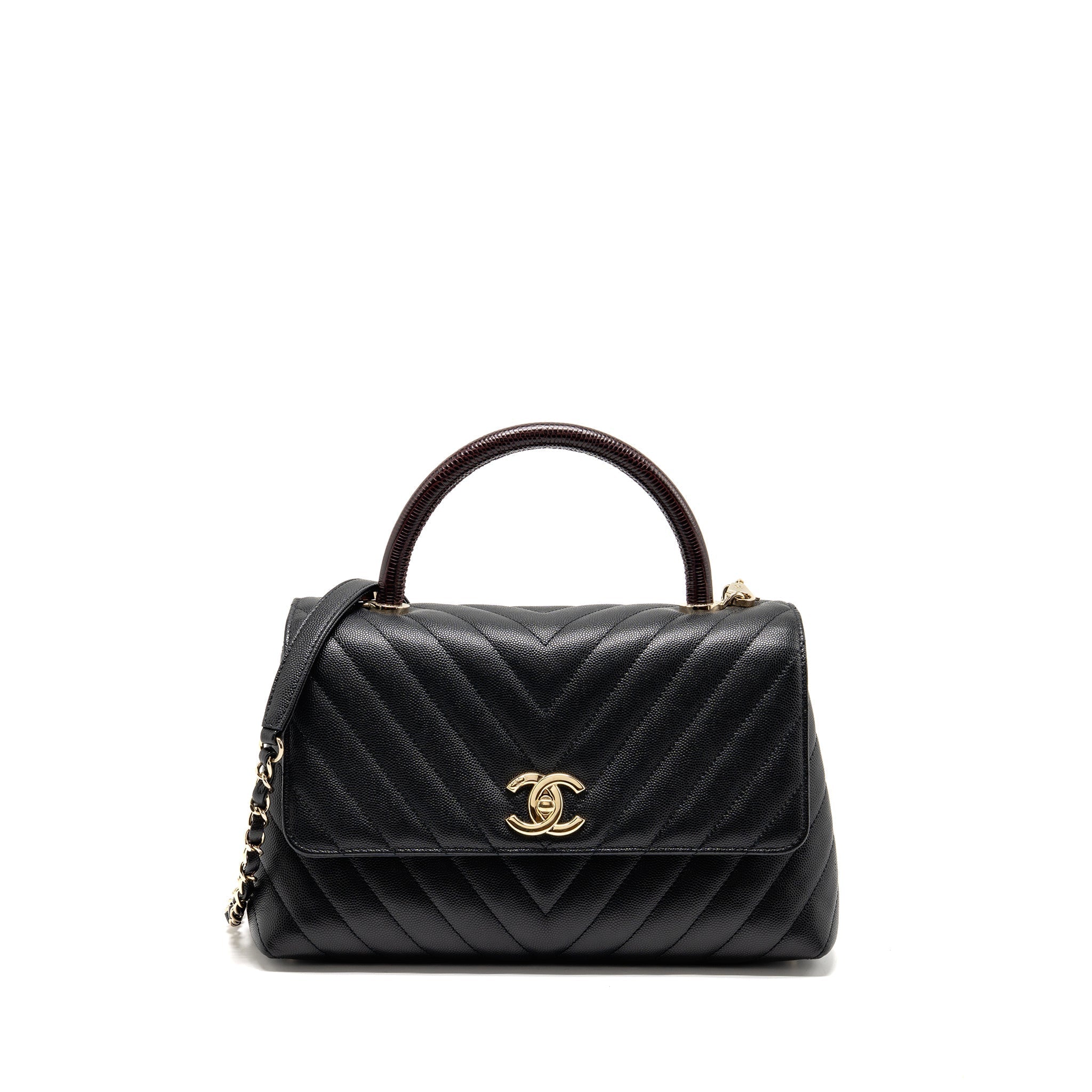 chanel-medium-chevron-coco-handle-caviar-black-burgundy-handle-lghw-copy