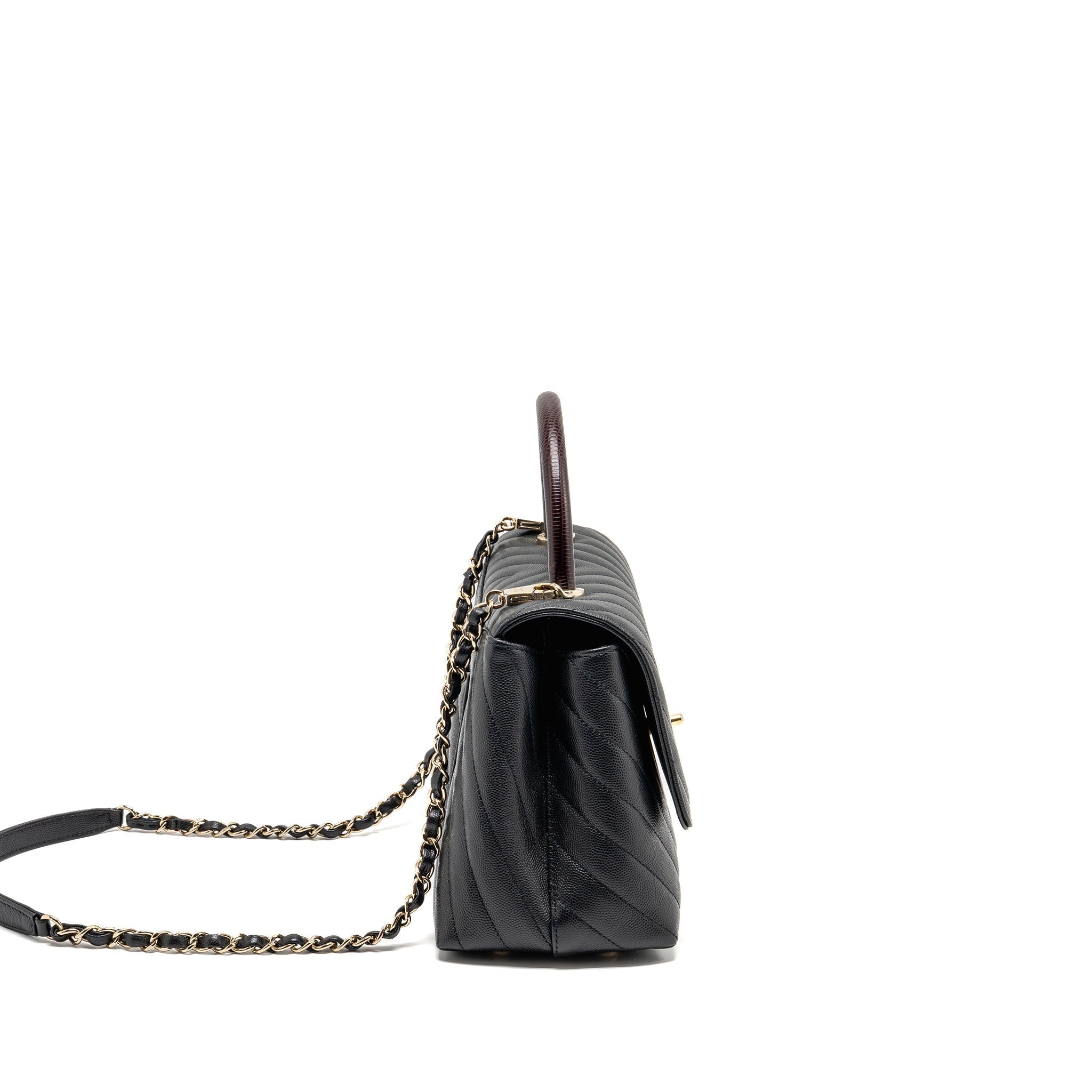 chanel-medium-chevron-coco-handle-caviar-black-burgundy-handle-lghw-copy