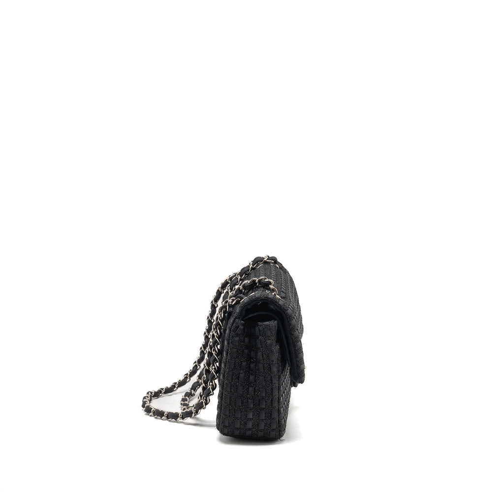 chanel-medium-classic-double-flap-bag-tweed-black-shw-copy