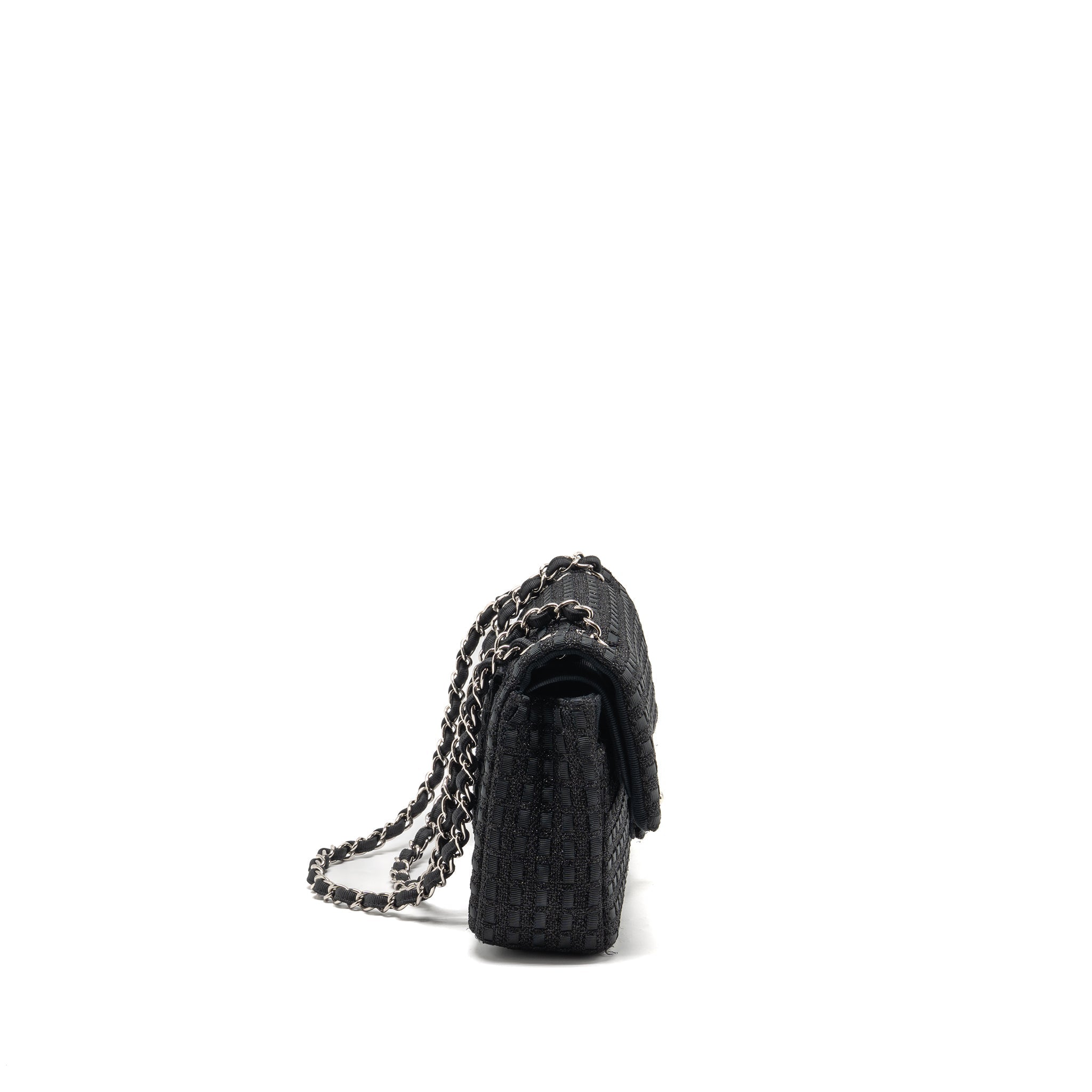 chanel-medium-classic-double-flap-bag-tweed-black-shw-copy