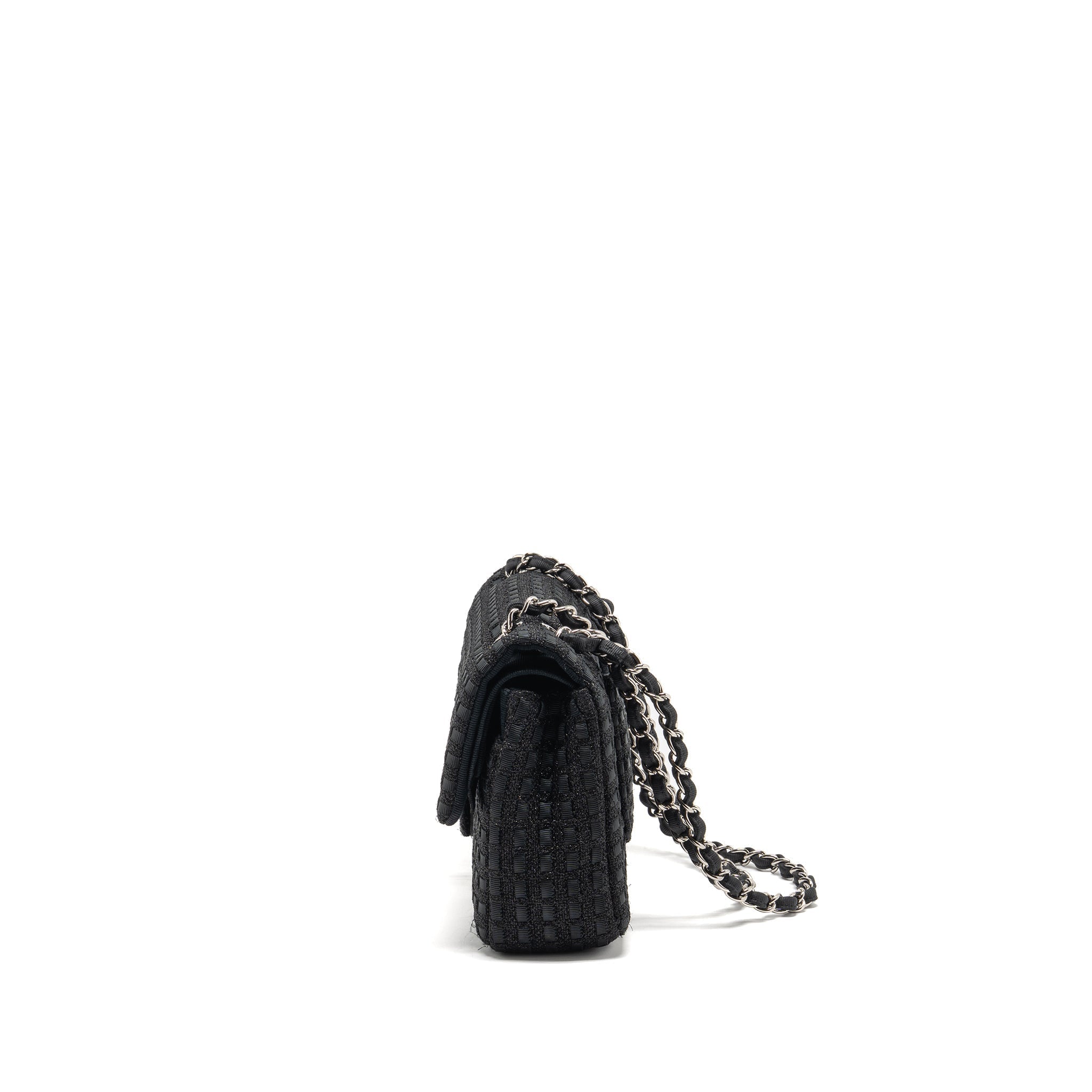 chanel-medium-classic-double-flap-bag-tweed-black-shw-copy