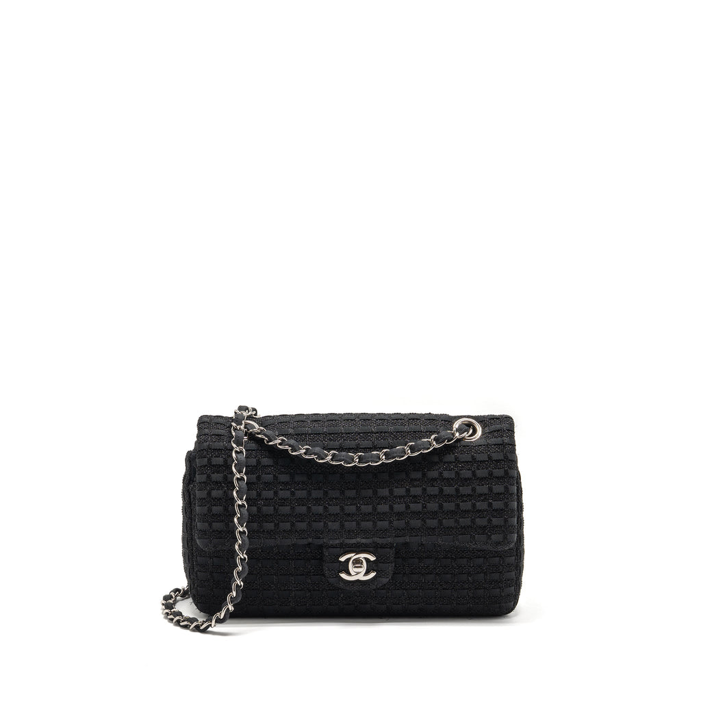 chanel-medium-classic-double-flap-bag-tweed-black-shw-copy
