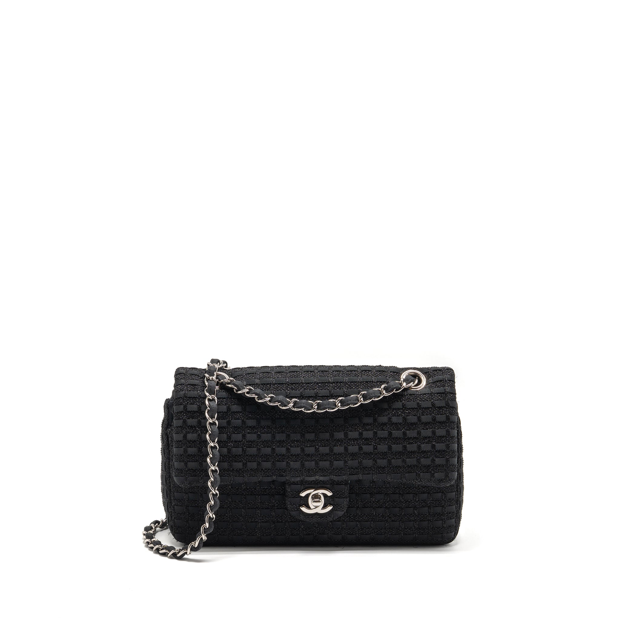 chanel-medium-classic-double-flap-bag-tweed-black-shw-copy