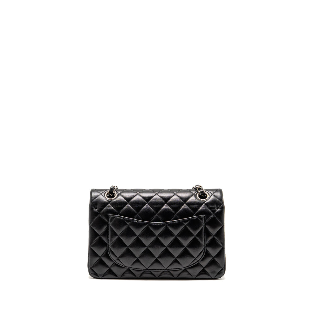 chanel-small-classic-double-flap-bag-lambskin-black-shw-2