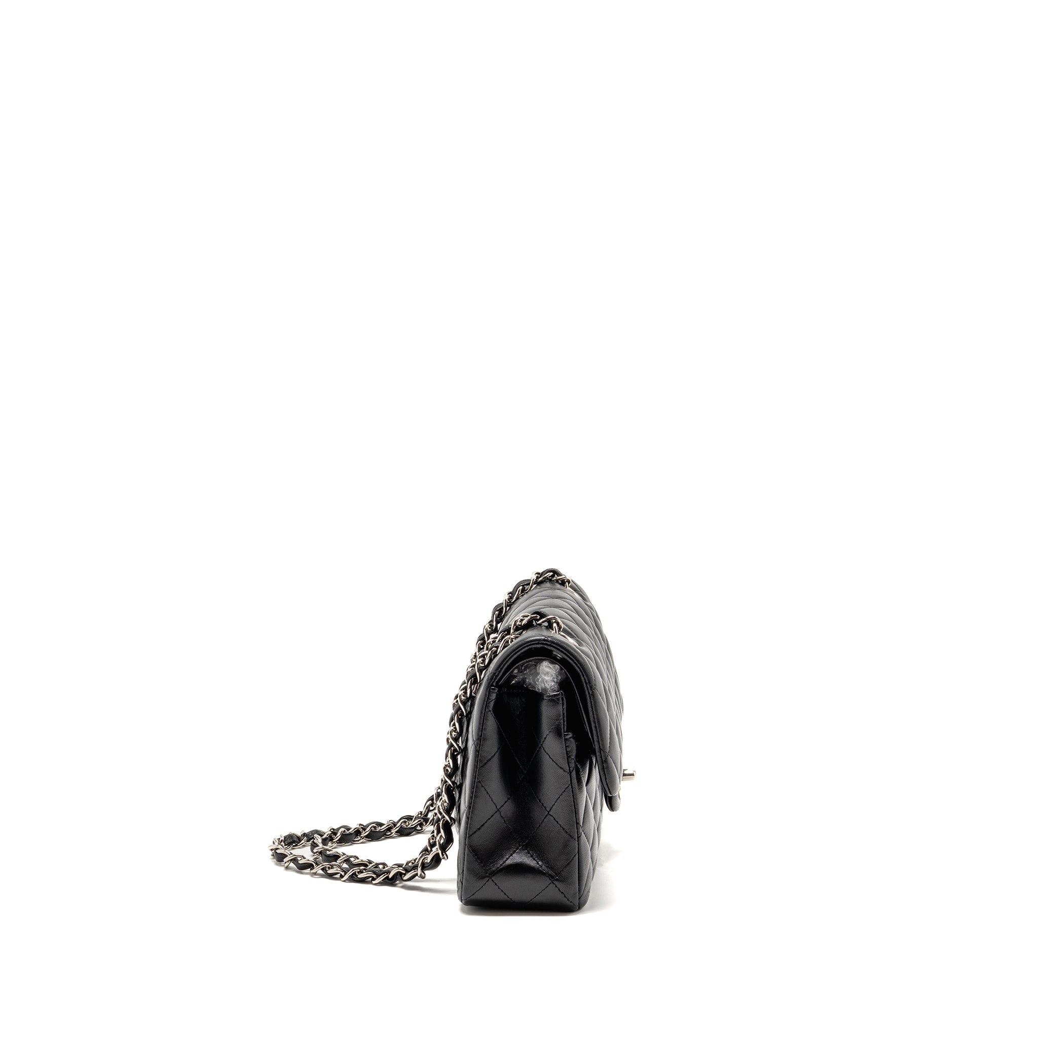 chanel-small-classic-double-flap-bag-lambskin-black-shw-2