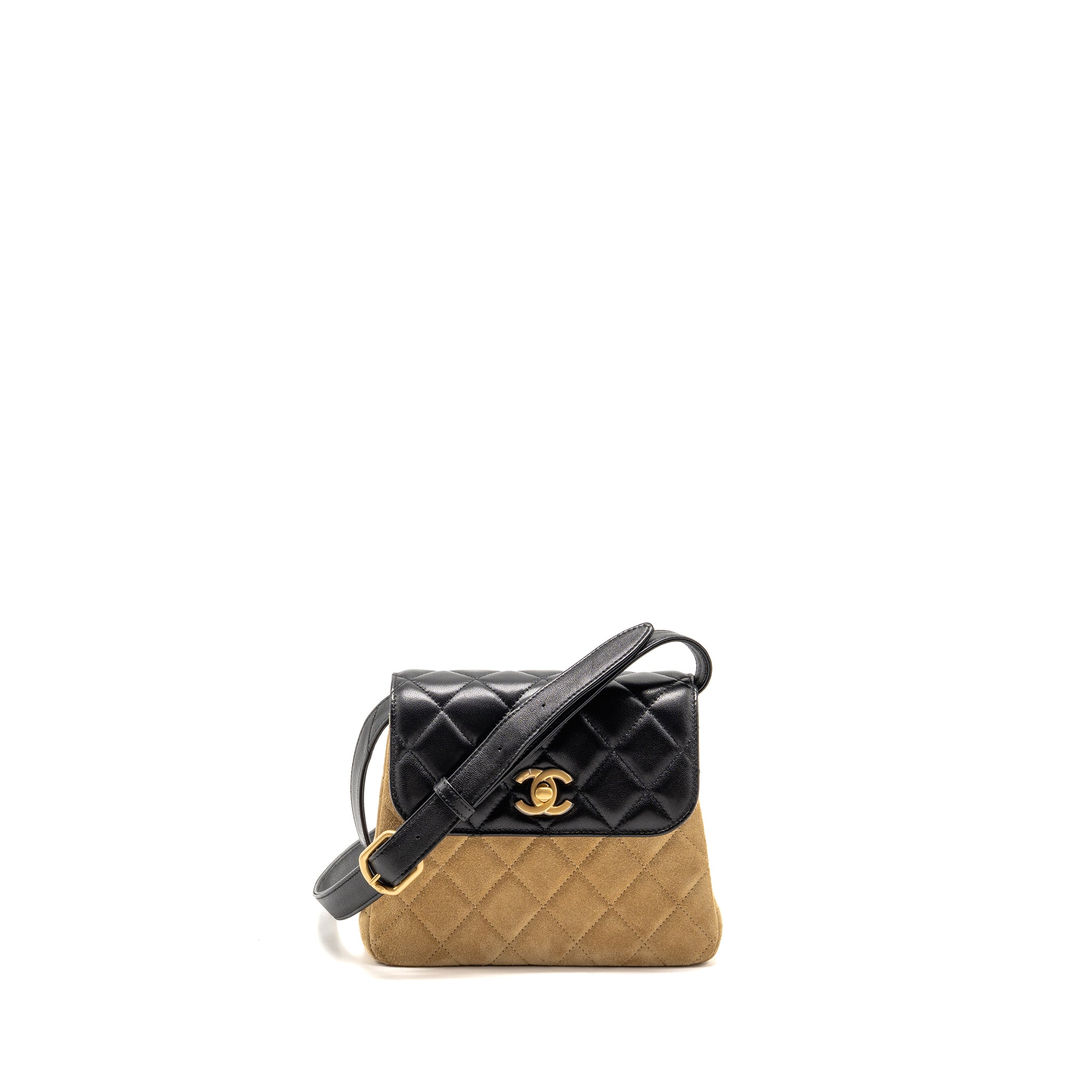 chanel-25a-suede-patchwork-mini-crossbody-bag-lambskin-brown-black-ghw-microchip-copy-1