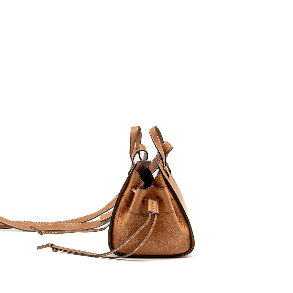 loewe-mini-hammock-drawstring-bag-grained-calfskin-tan-ghw