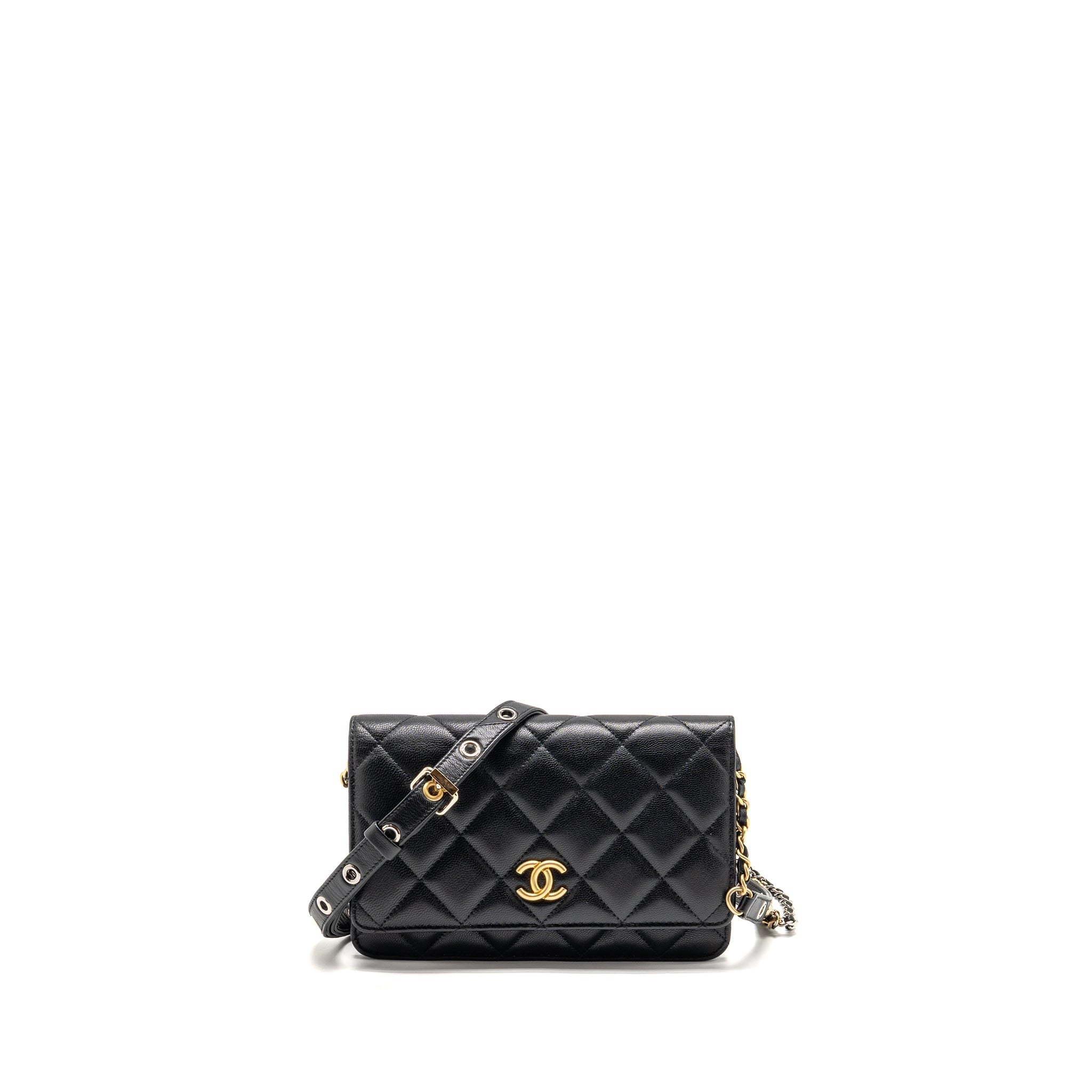 chanel-detailed-strap-wallet-on-chain-lambskin-black-with-multicolour-hardware-microchip-copy
