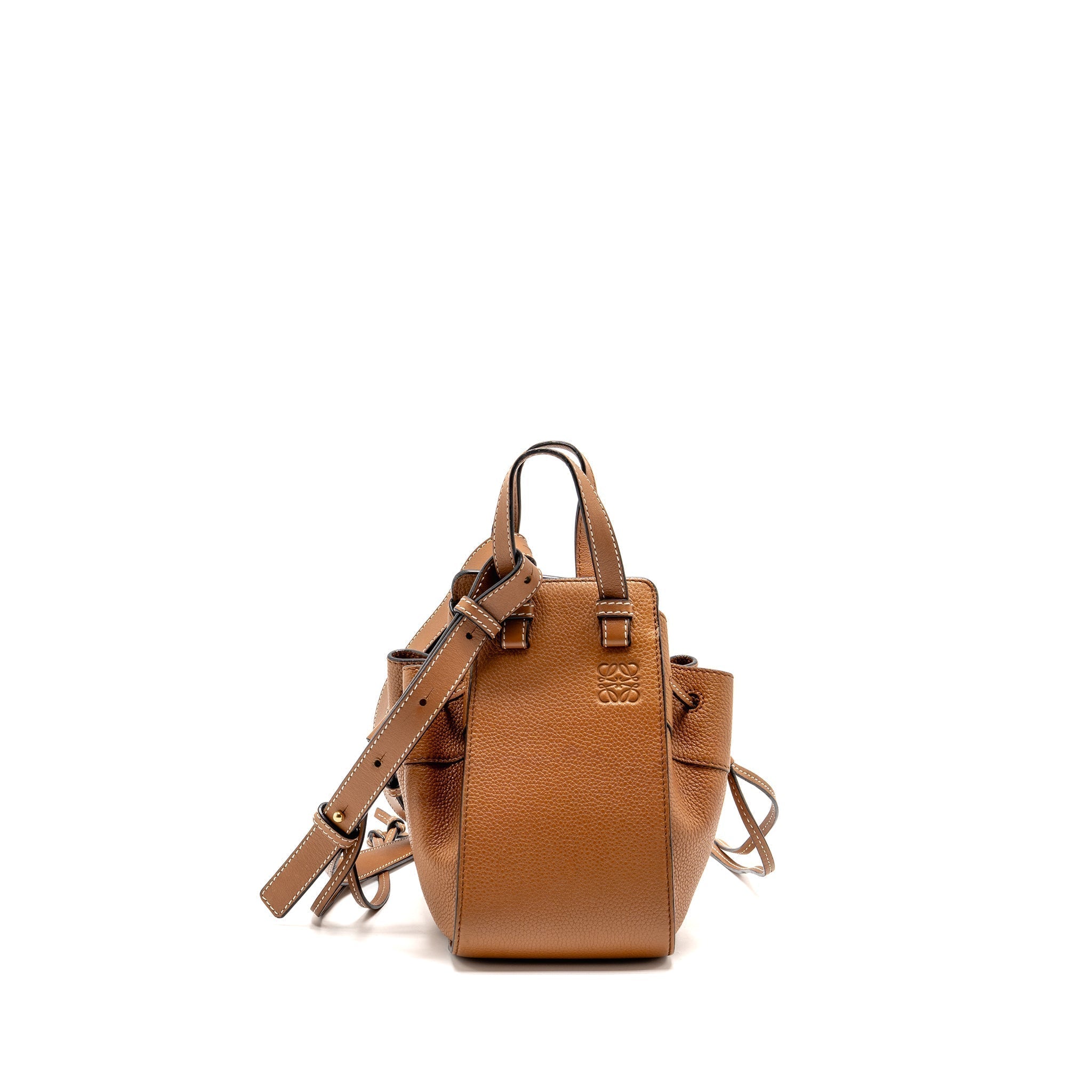 loewe-mini-hammock-drawstring-bag-grained-calfskin-tan-ghw