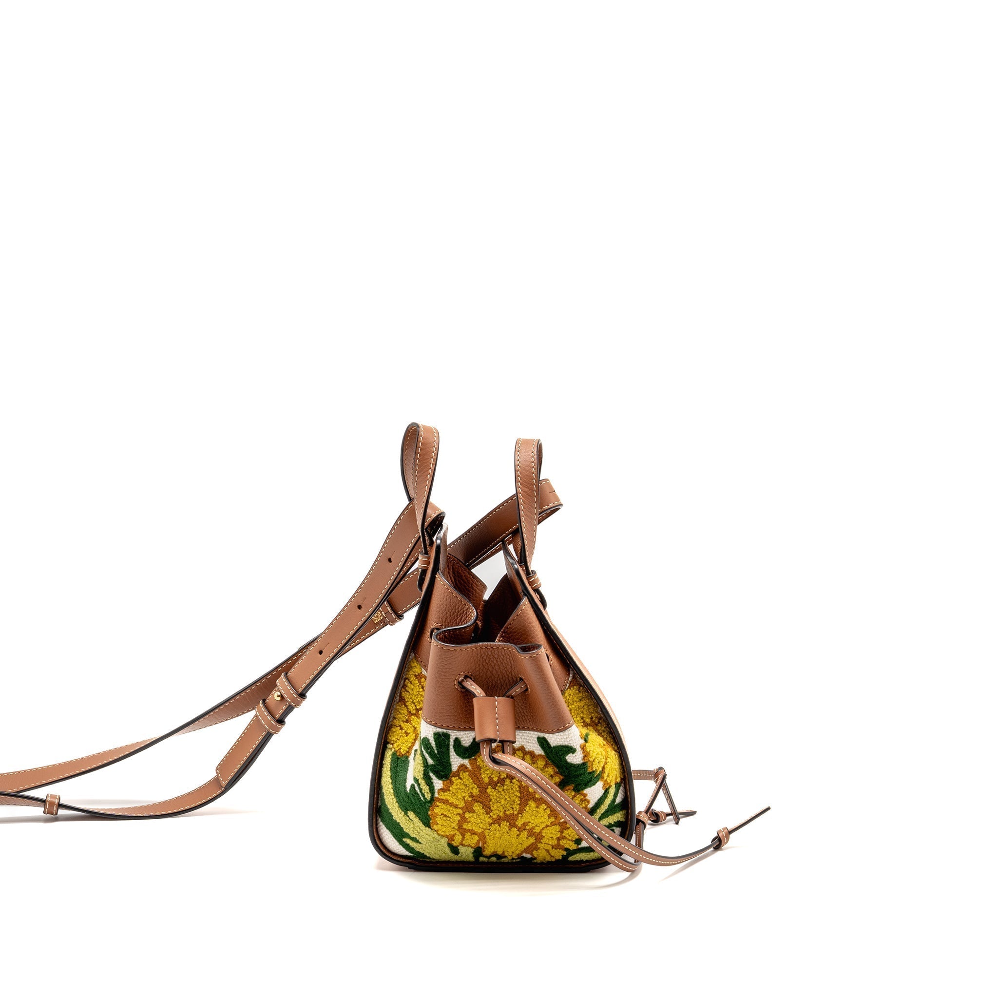 loewe-x-william-de-morgan-mini-hammock-floral-embroidered-shoulder-bag-calfskin-tan-multicolour-ghw