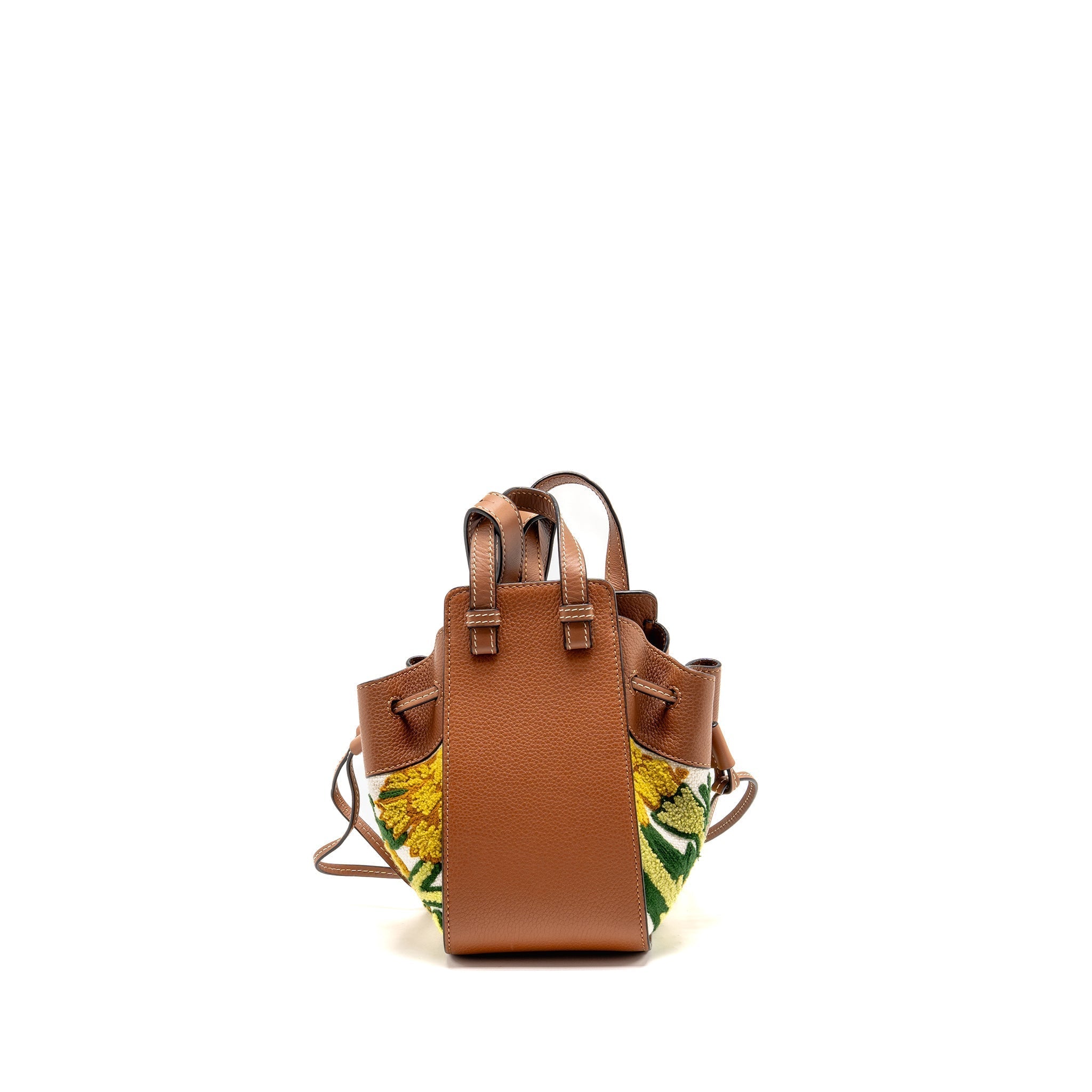 loewe-x-william-de-morgan-mini-hammock-floral-embroidered-shoulder-bag-calfskin-tan-multicolour-ghw