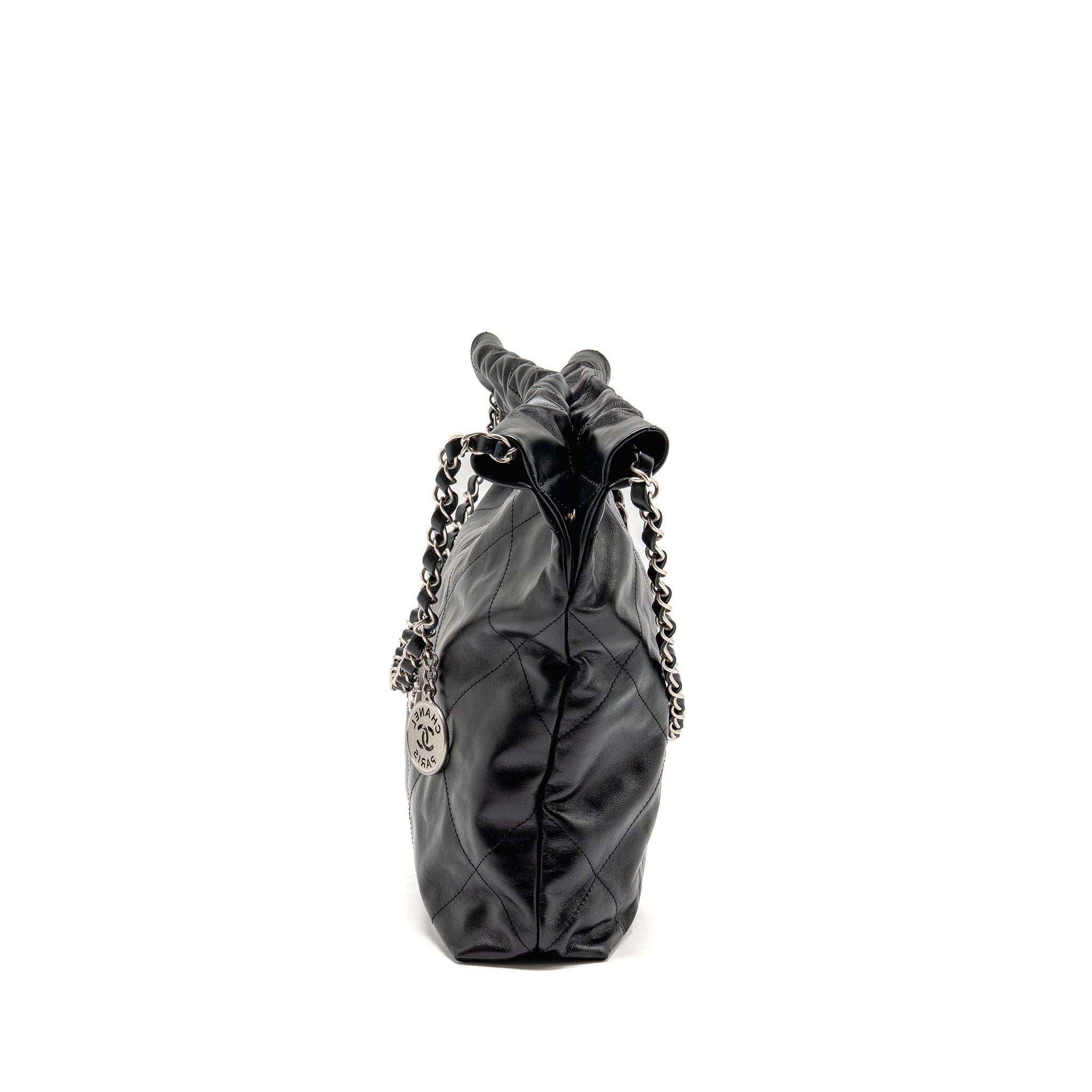 chanel-small-22-shiny-calfskin-black-shw-microchip
