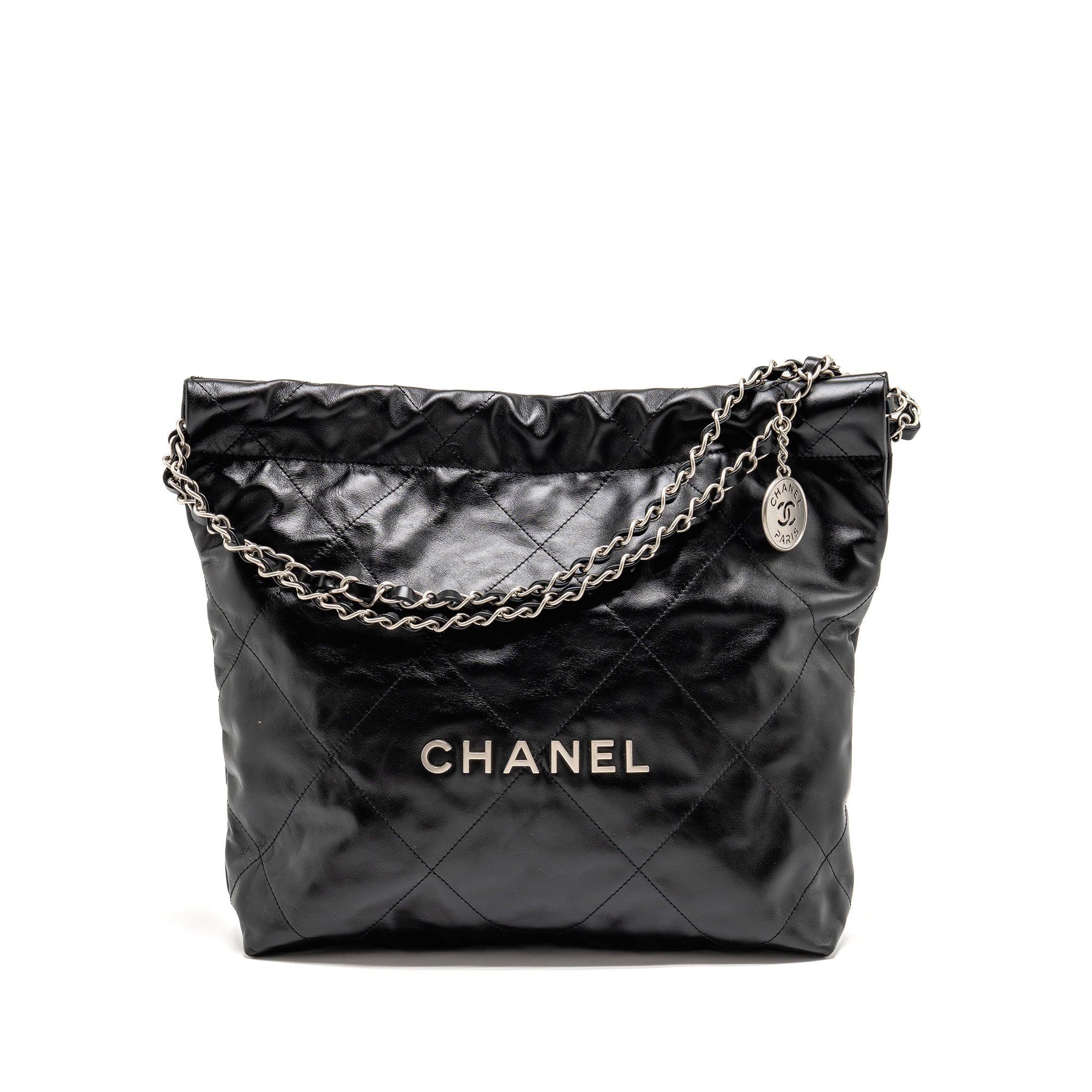 chanel-small-22-shiny-calfskin-black-shw-microchip