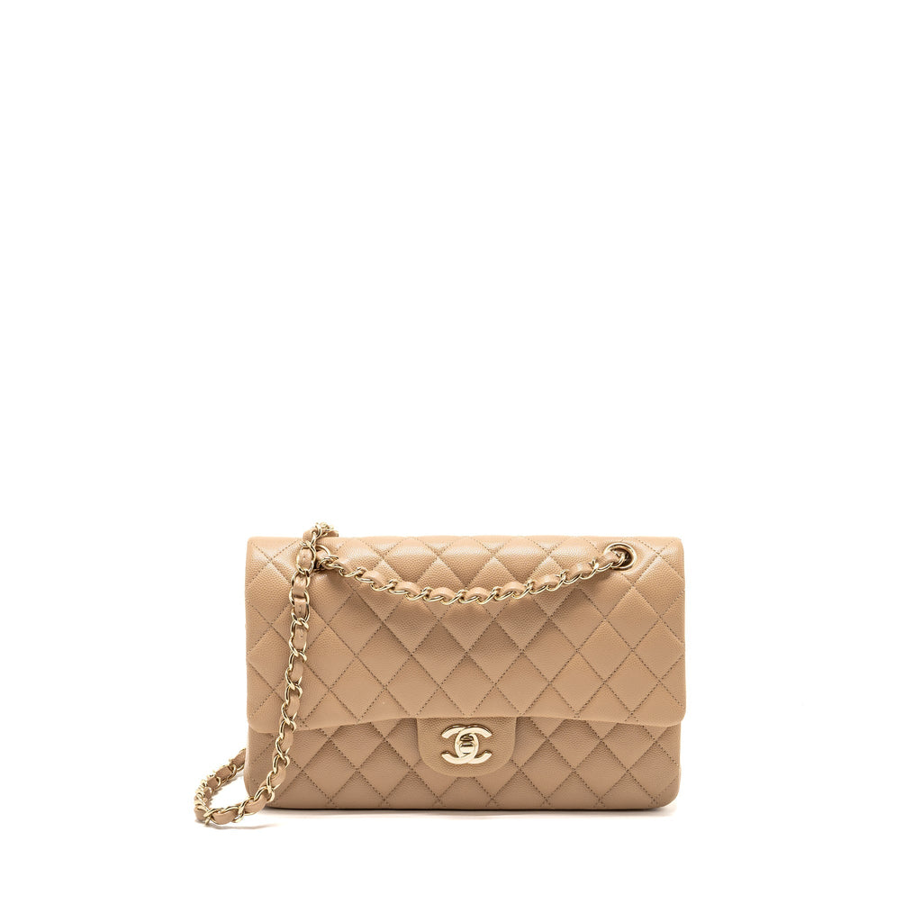 chanel-medium-classic-double-flap-bag-dark-beige-lghw