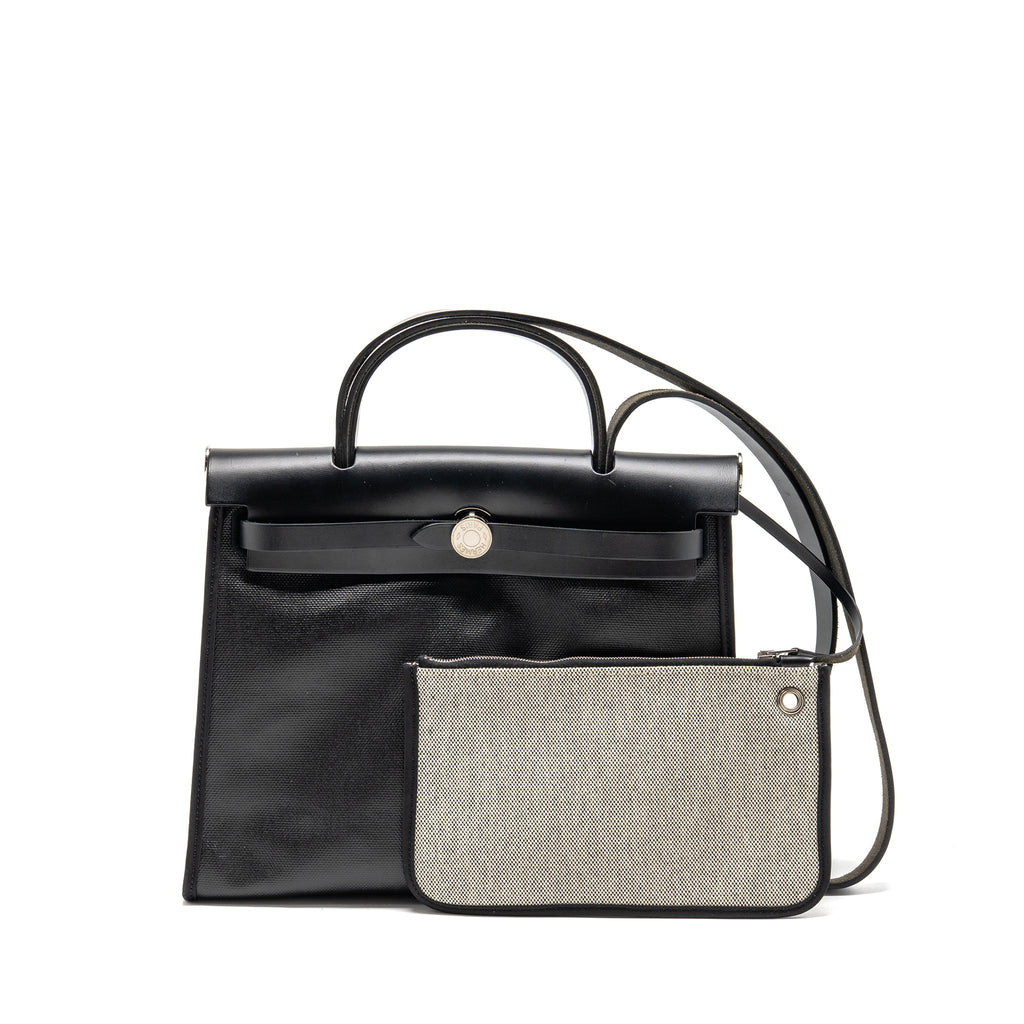 hermes-herbag-31-zip-bag-berline-canvas-hunter-leather-black-ecru-black-shw-stamp-d