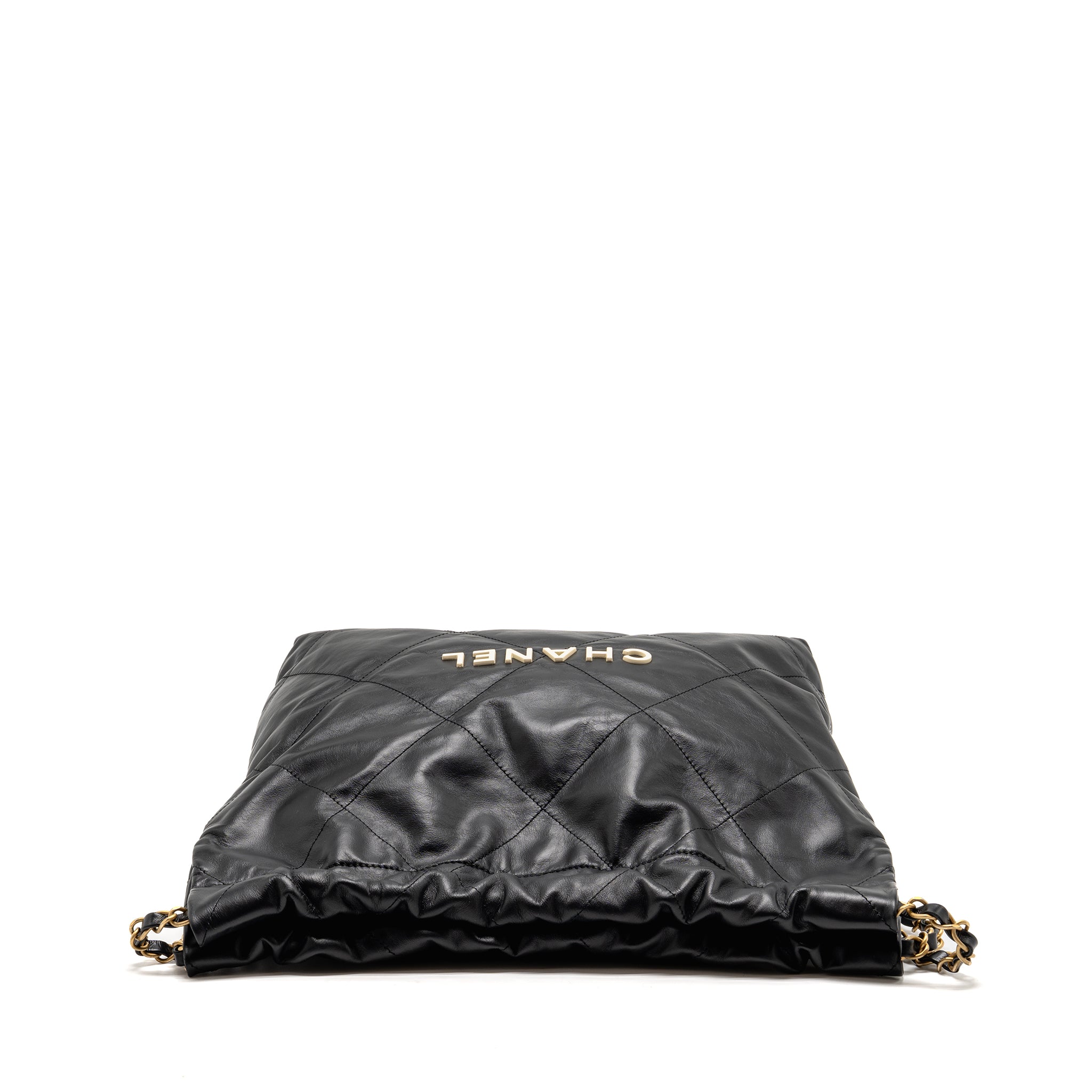 chanel-small-22-bag-with-white-letter-logo-calfskin-black-ghw-microchip