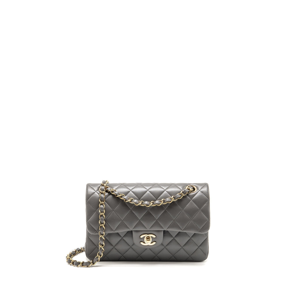 chanel-small-classic-double-flap-bag-lambskin-grey-lghw-microchip