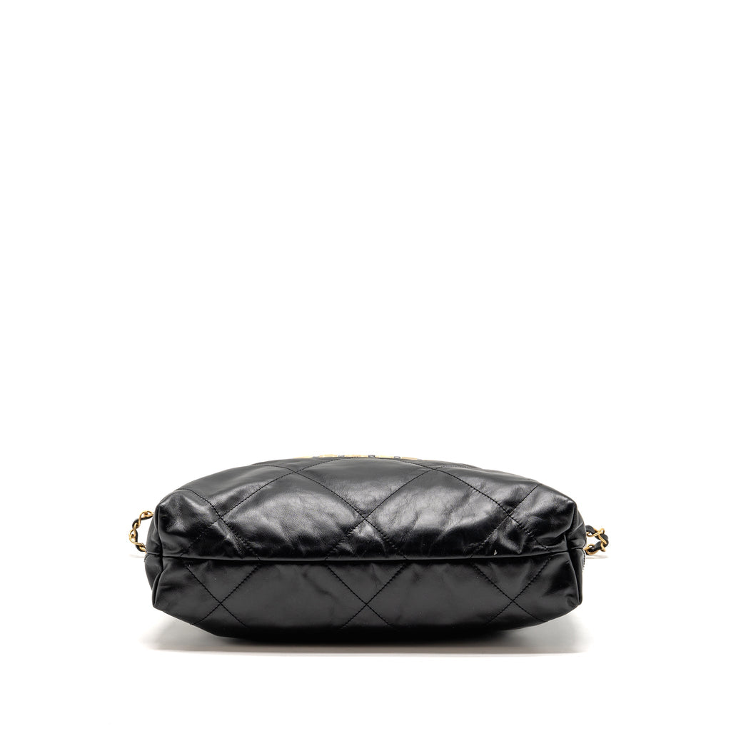 chanel-small-22-bag-with-white-letter-logo-calfskin-black-ghw-microchip