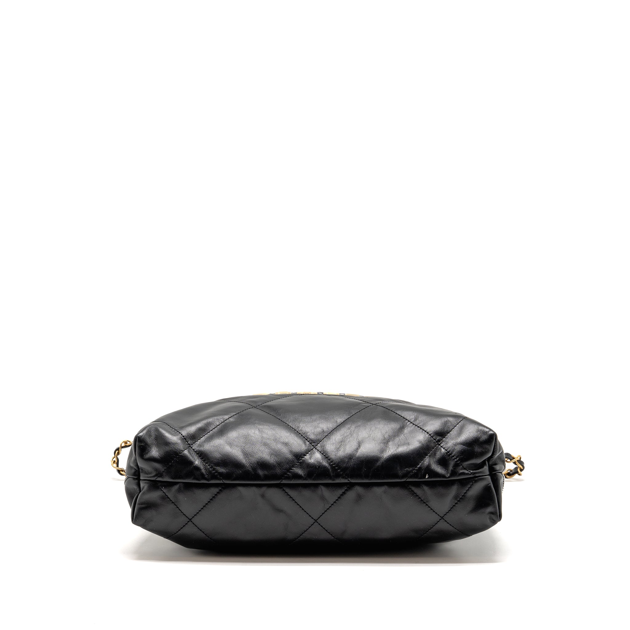 chanel-small-22-bag-with-white-letter-logo-calfskin-black-ghw-microchip