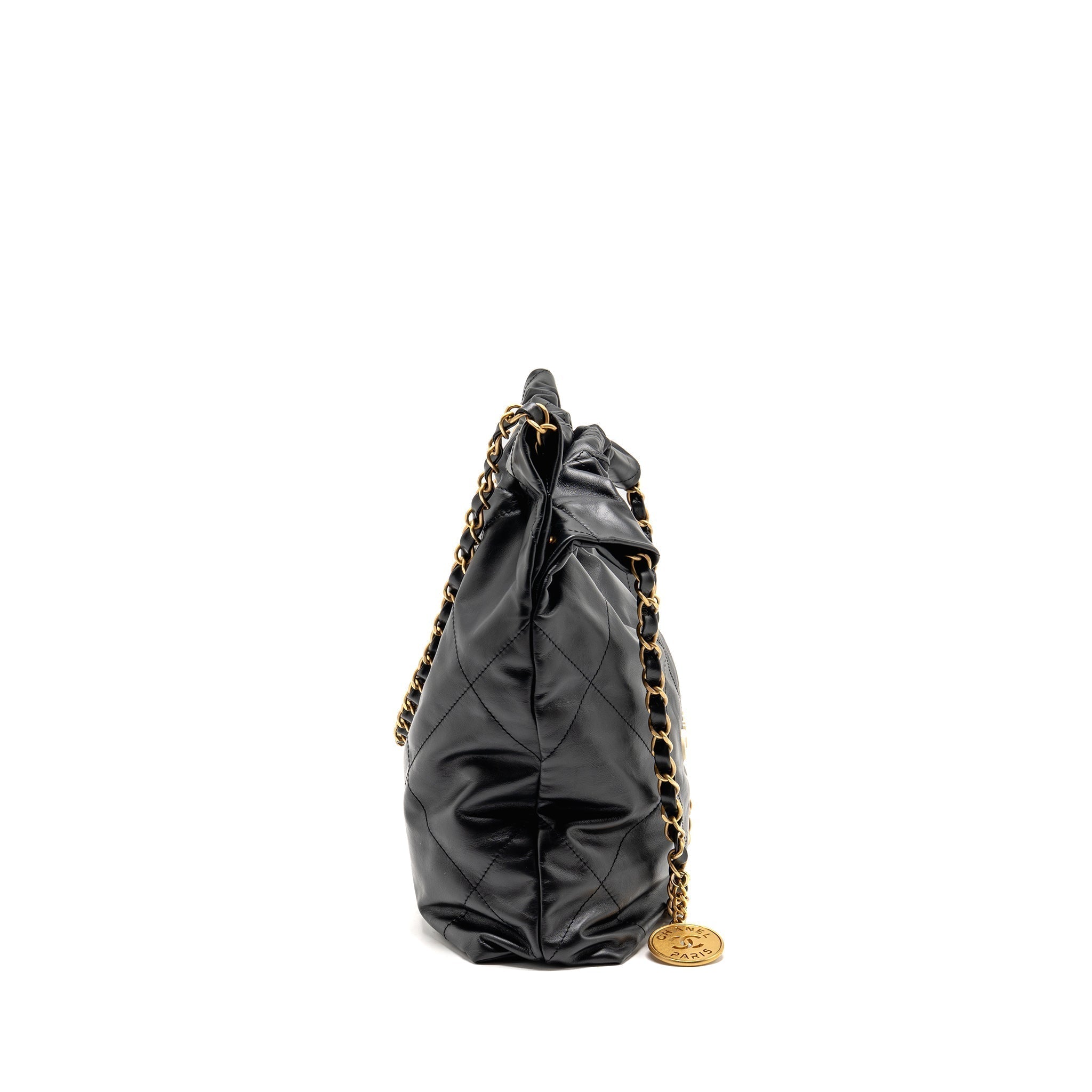 chanel-small-22-bag-with-white-letter-logo-calfskin-black-ghw-microchip