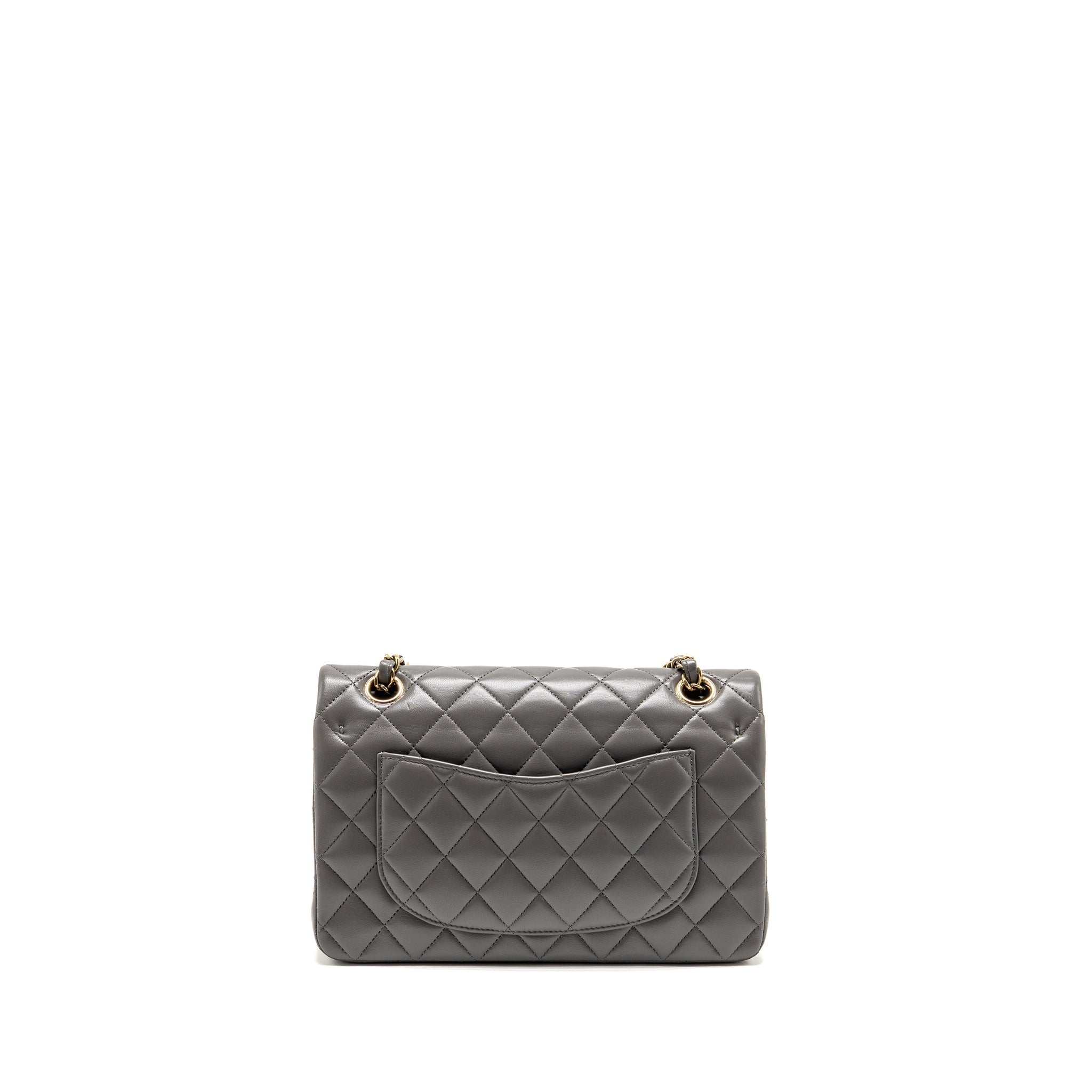 chanel-small-classic-double-flap-bag-lambskin-grey-lghw-microchip