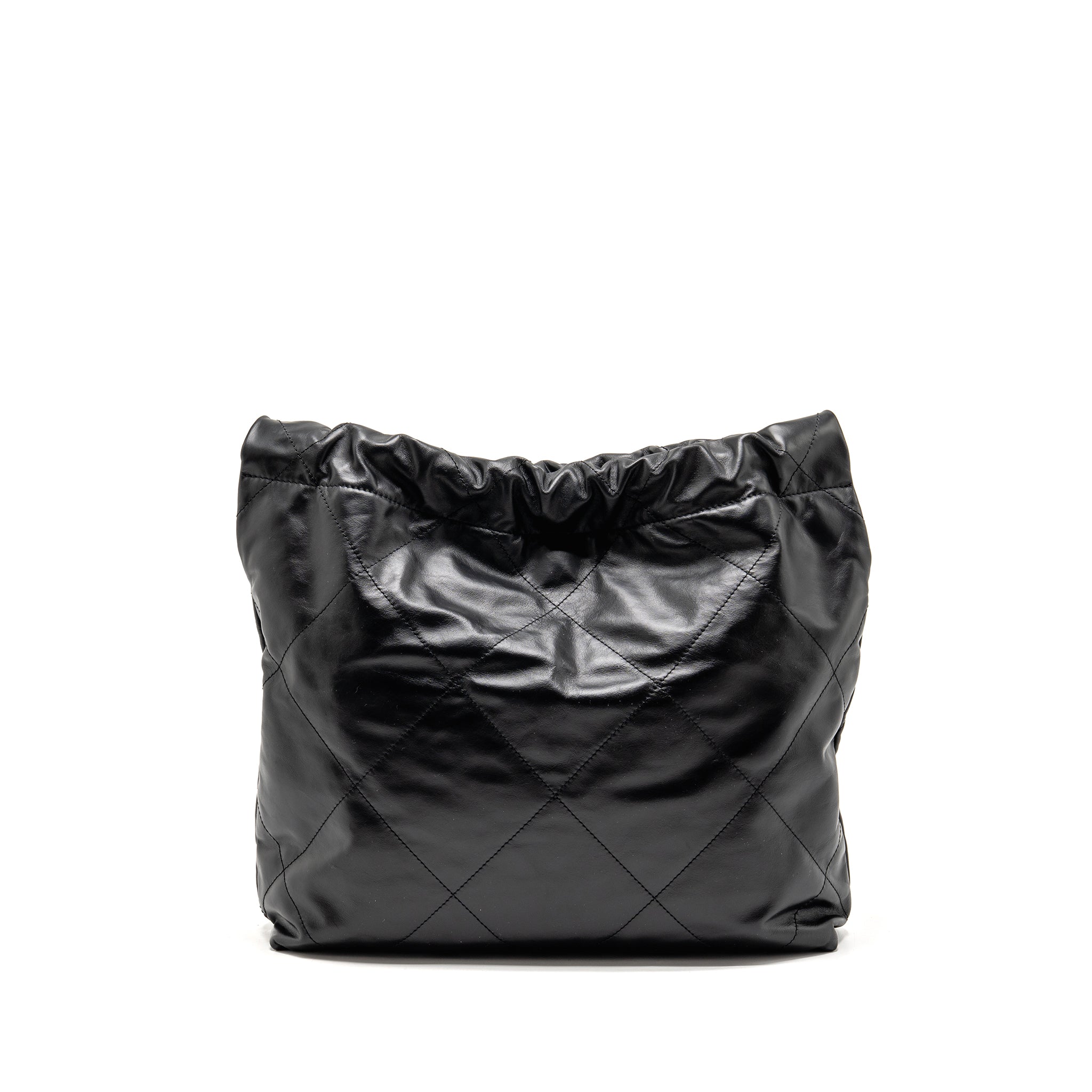 chanel-small-22-bag-with-white-letter-logo-calfskin-black-ghw-microchip