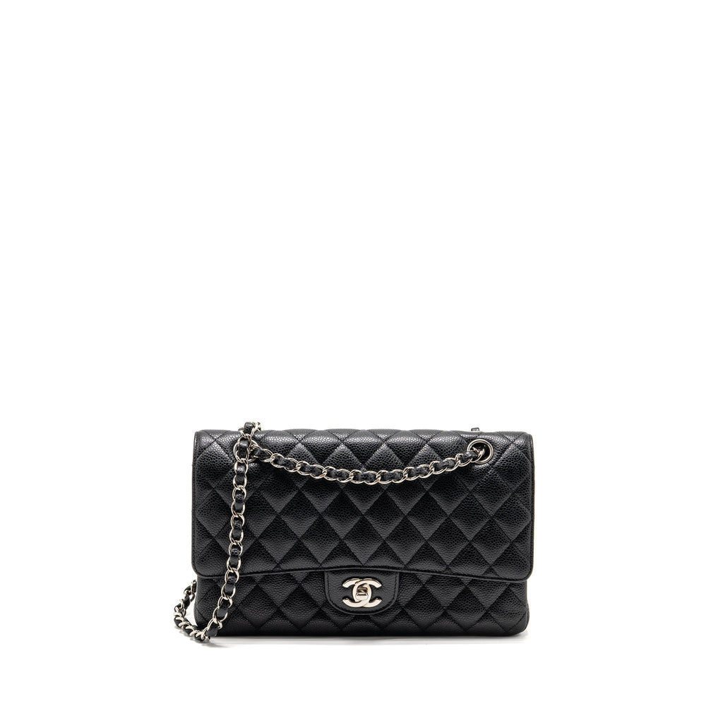chanel-medium-classic-double-flap-bag-caviar-black-shw-14