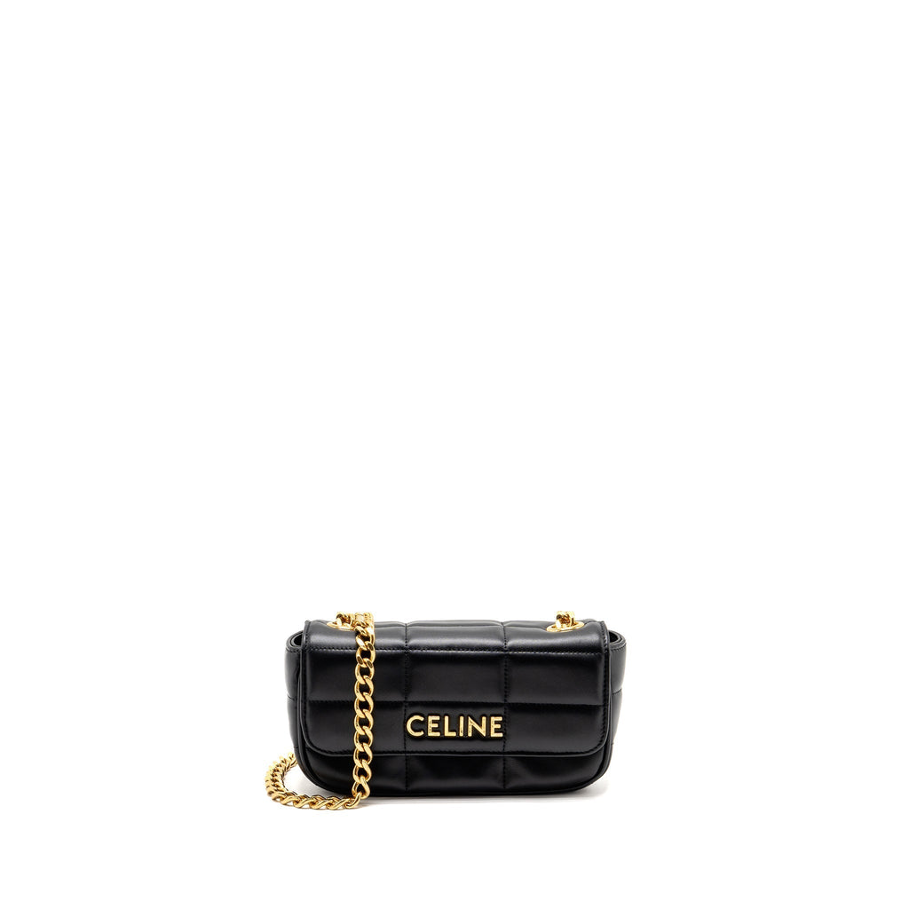 celine-matelasse-mini-chain-shoulder-bag-calfskin-black-ghw