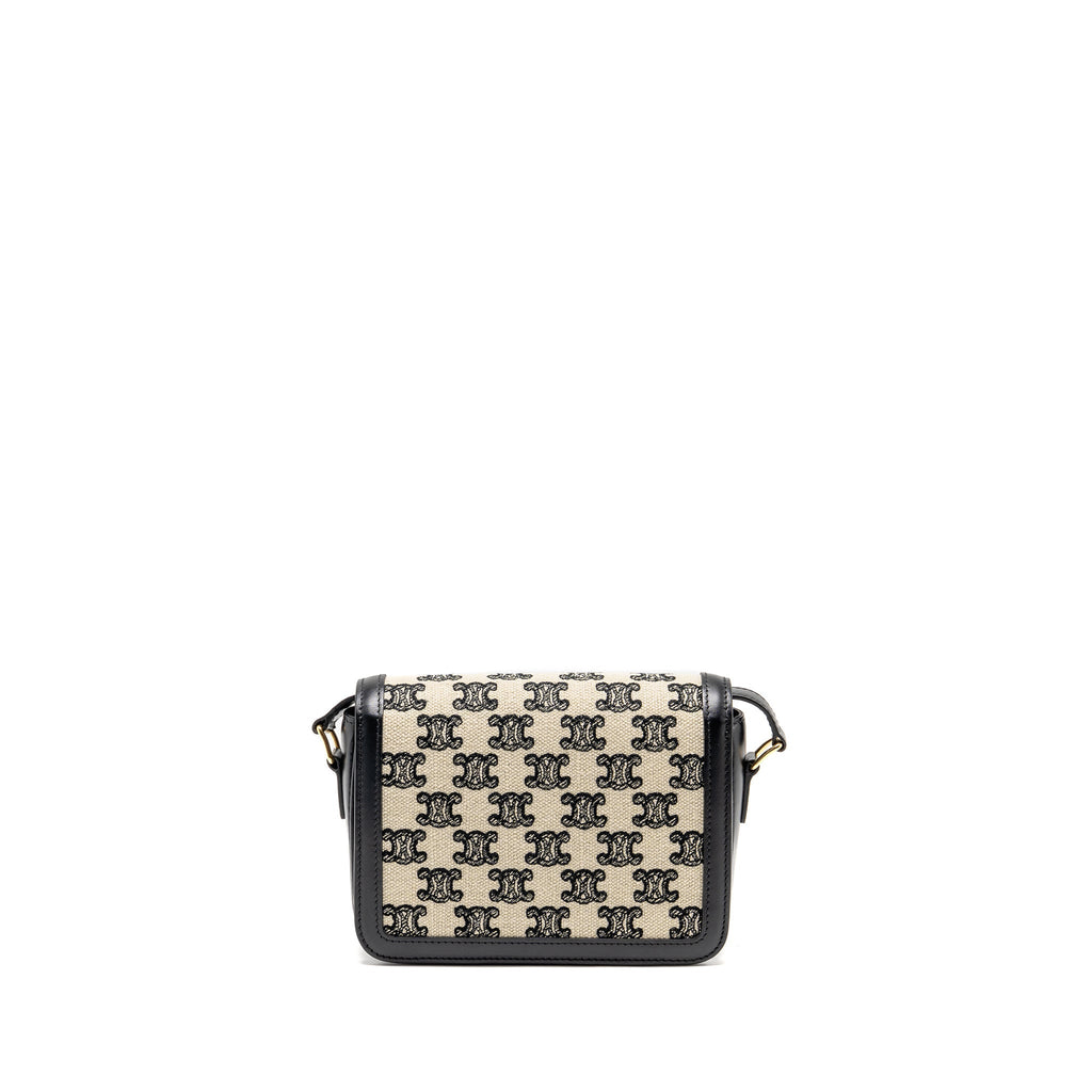 celine-teen-triomphe-bag-triomphe-canvas-calfskin-black-white-ghw