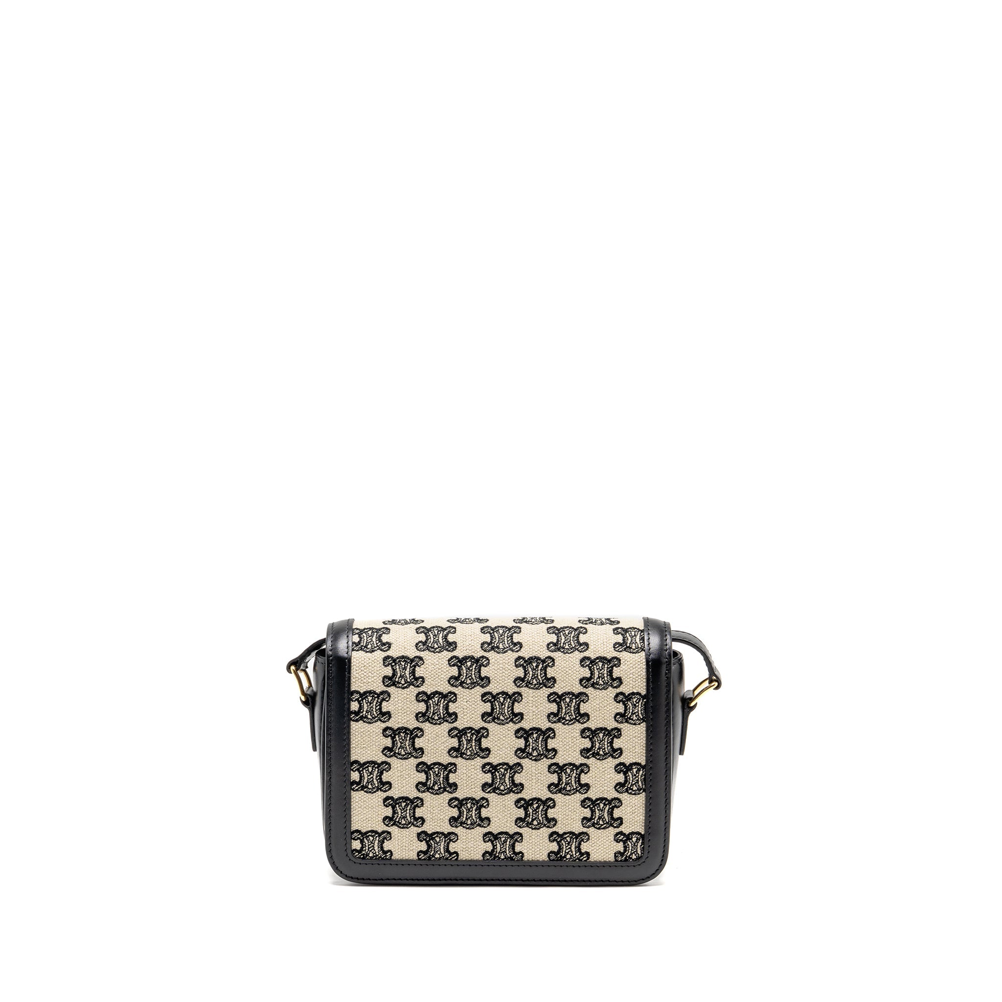 celine-teen-triomphe-bag-triomphe-canvas-calfskin-black-white-ghw
