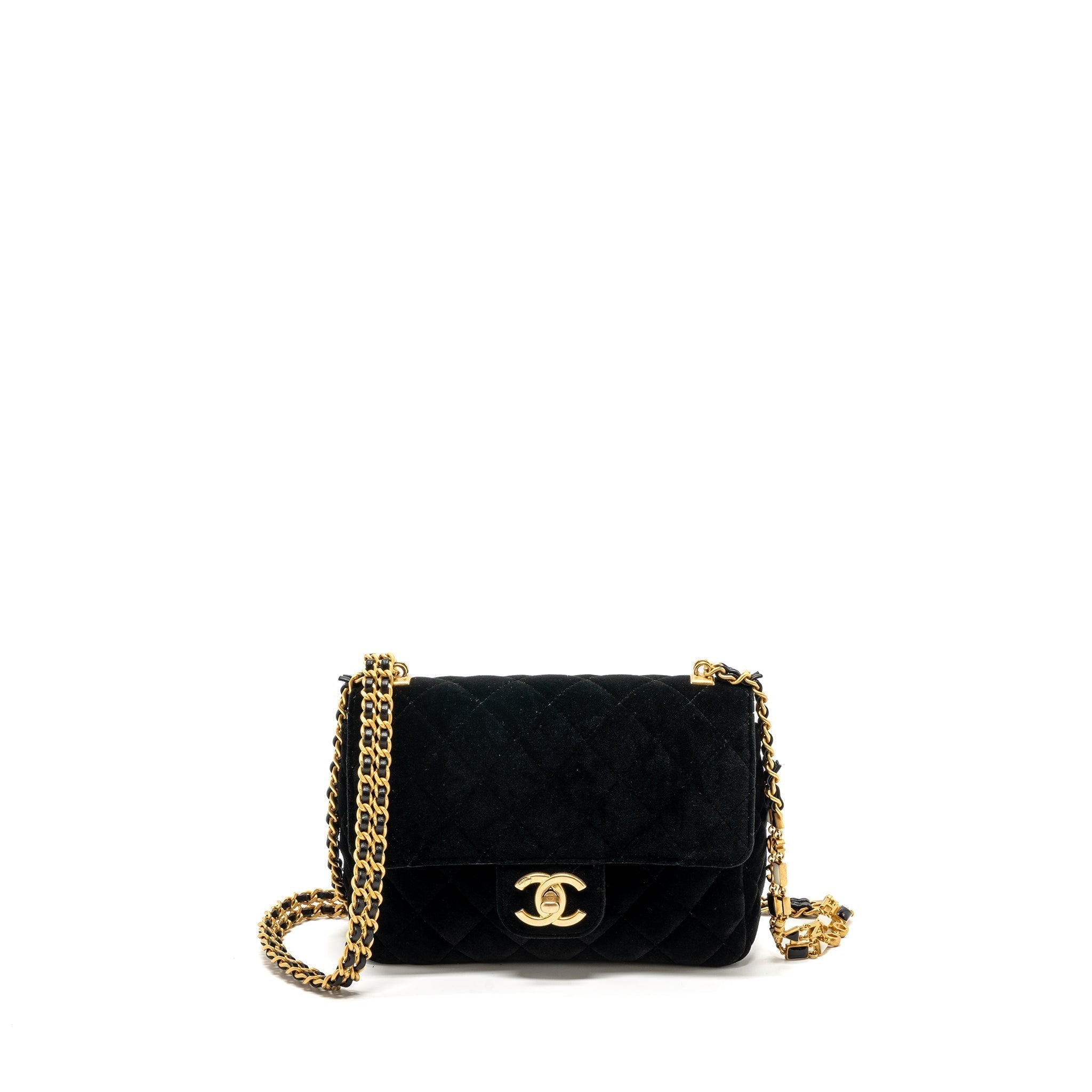 chanel-square-flap-bag-with-letter-chain-velvet-black-ghw-micrpchip