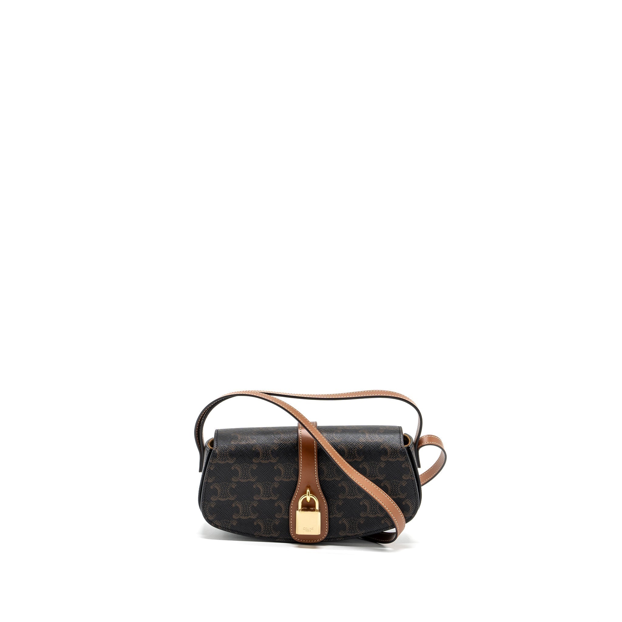 celine-clutch-on-strap-tabou-triomphe-canvas-calfskin-ghw-tan