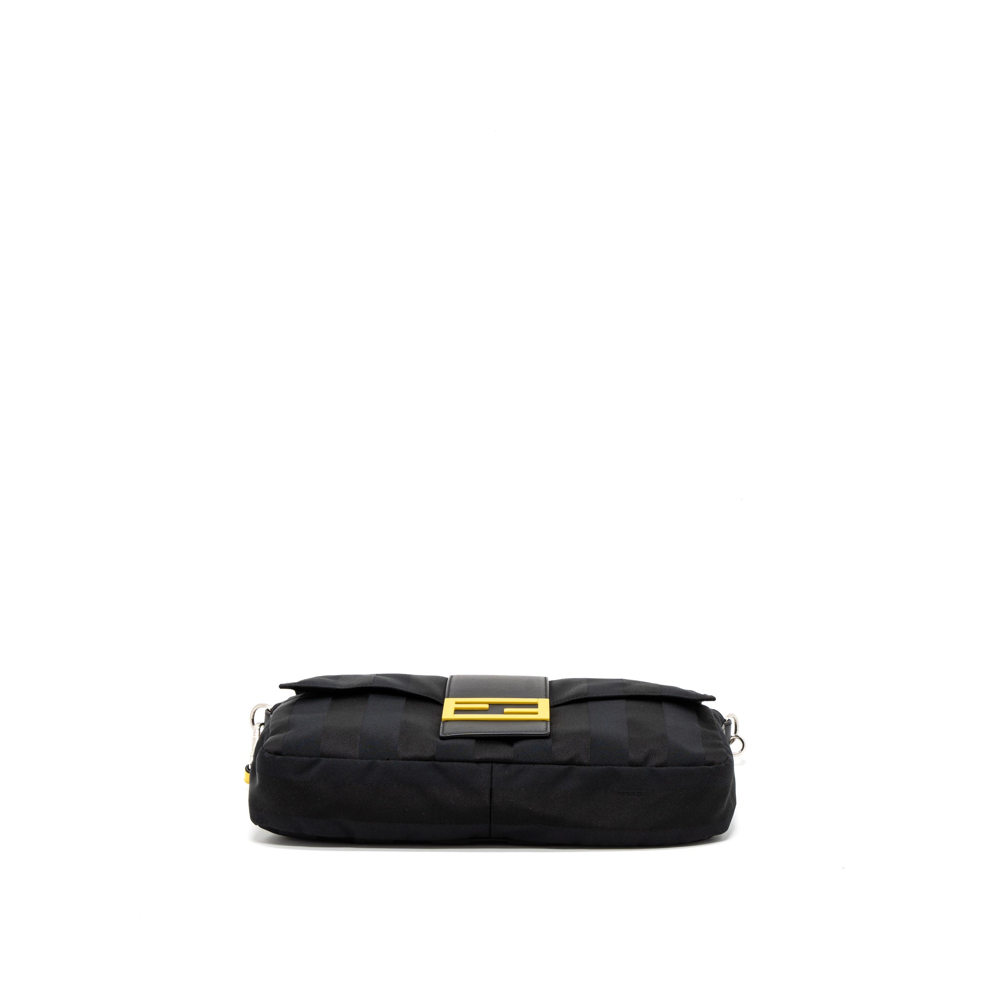 fendi-20fw-large-baguette-bag-nylon-leather-black-yellow-shw