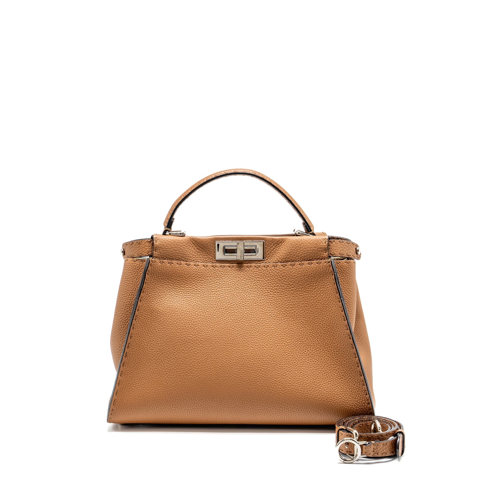 fendi-medium-peekaboo-tote-bag-grained-calfskin-caramel-shw-2