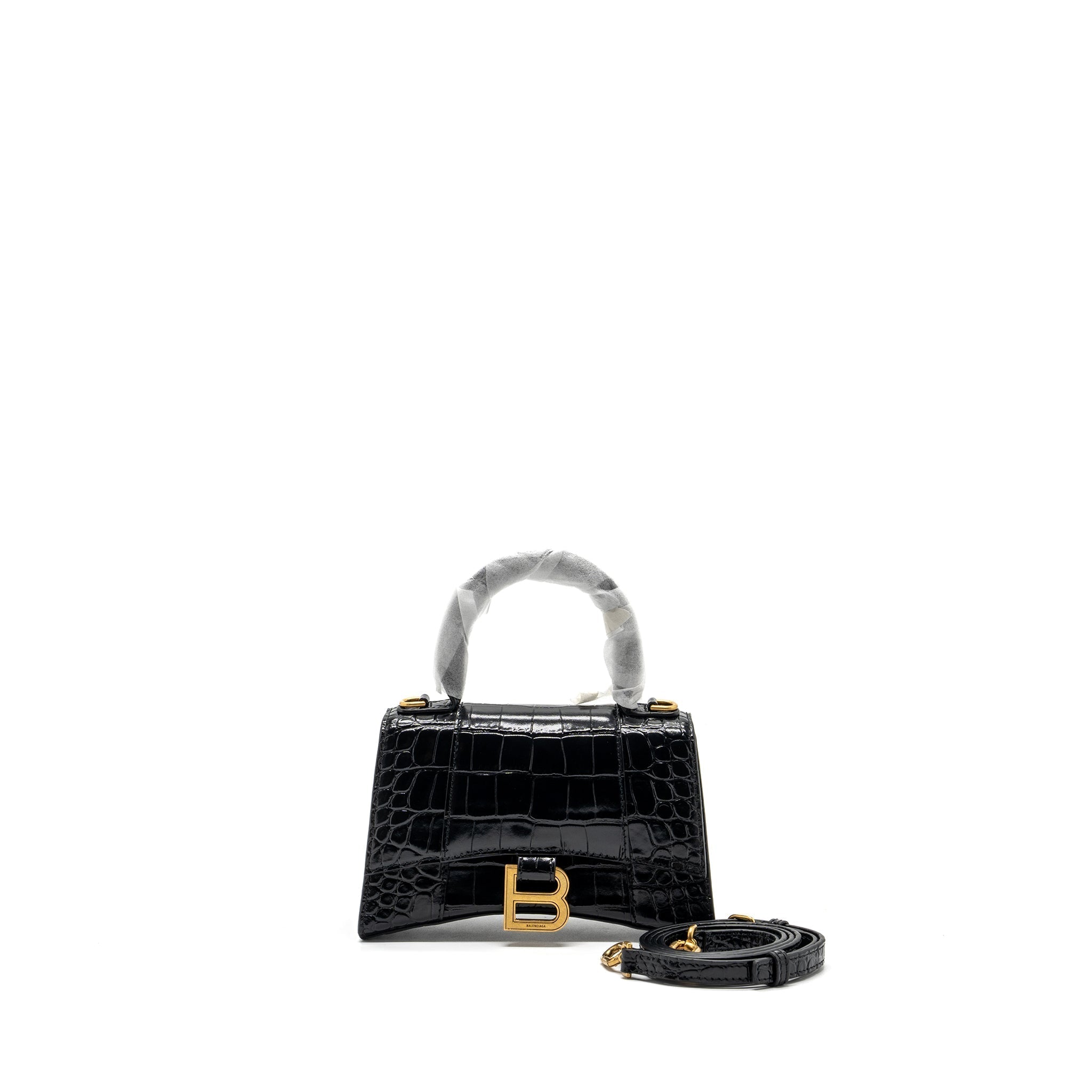 balenciaga-hourglass-xs-handbag-crocodile-embossed-black-ghw