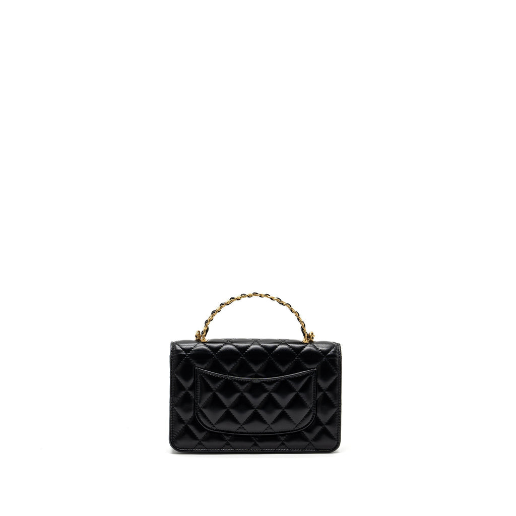 chanel-letter-logo-top-handle-flap-wallet-with-chain-shiny-calfskin-black-ghw-microchip