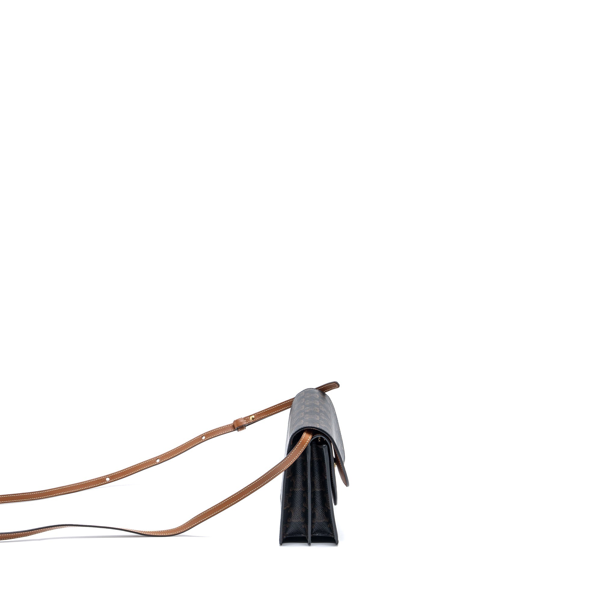 celine-wallet-on-strap-triomphe-canvas-smooth-lambskin-tan-ghw-3