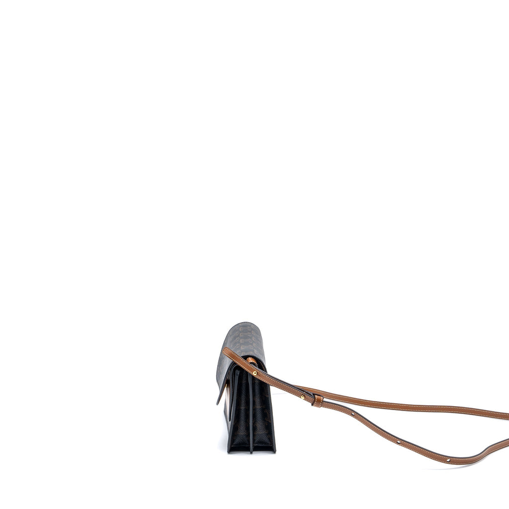celine-wallet-on-strap-triomphe-canvas-smooth-lambskin-tan-ghw-3