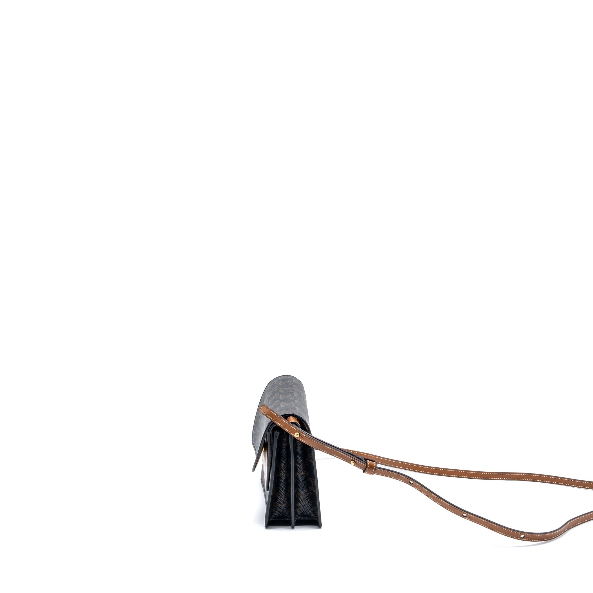 celine-wallet-on-strap-triomphe-canvas-smooth-lambskin-tan-ghw-3