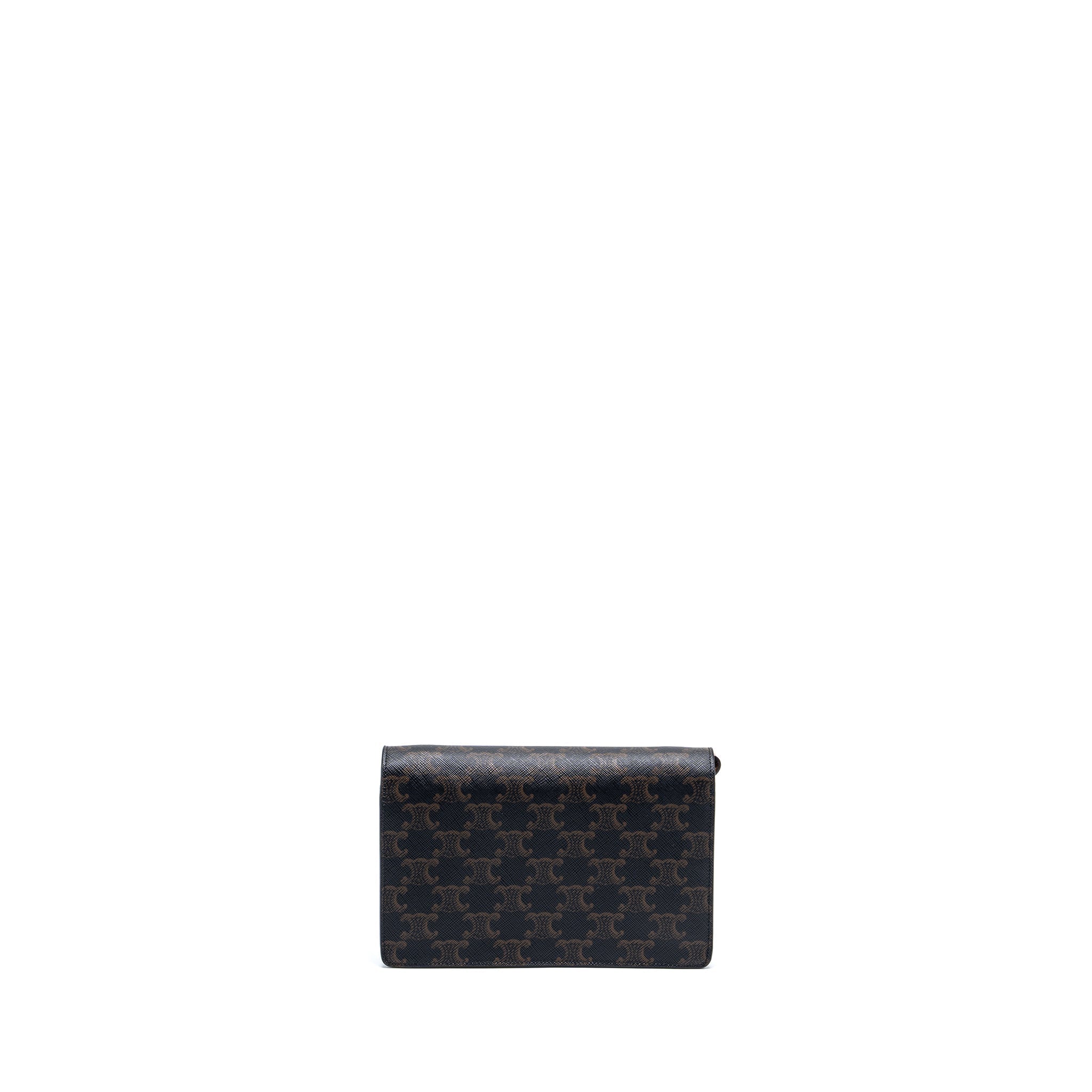 celine-wallet-on-strap-triomphe-canvas-smooth-lambskin-tan-ghw-3