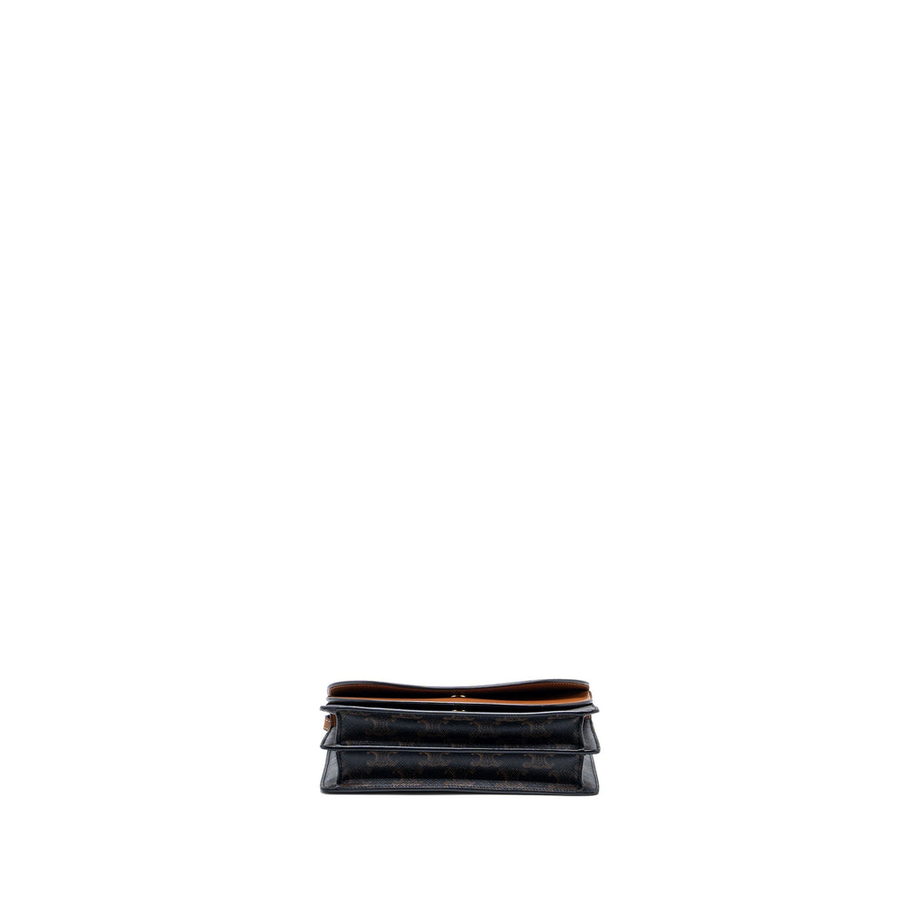 celine-wallet-on-strap-triomphe-canvas-smooth-lambskin-tan-ghw-3