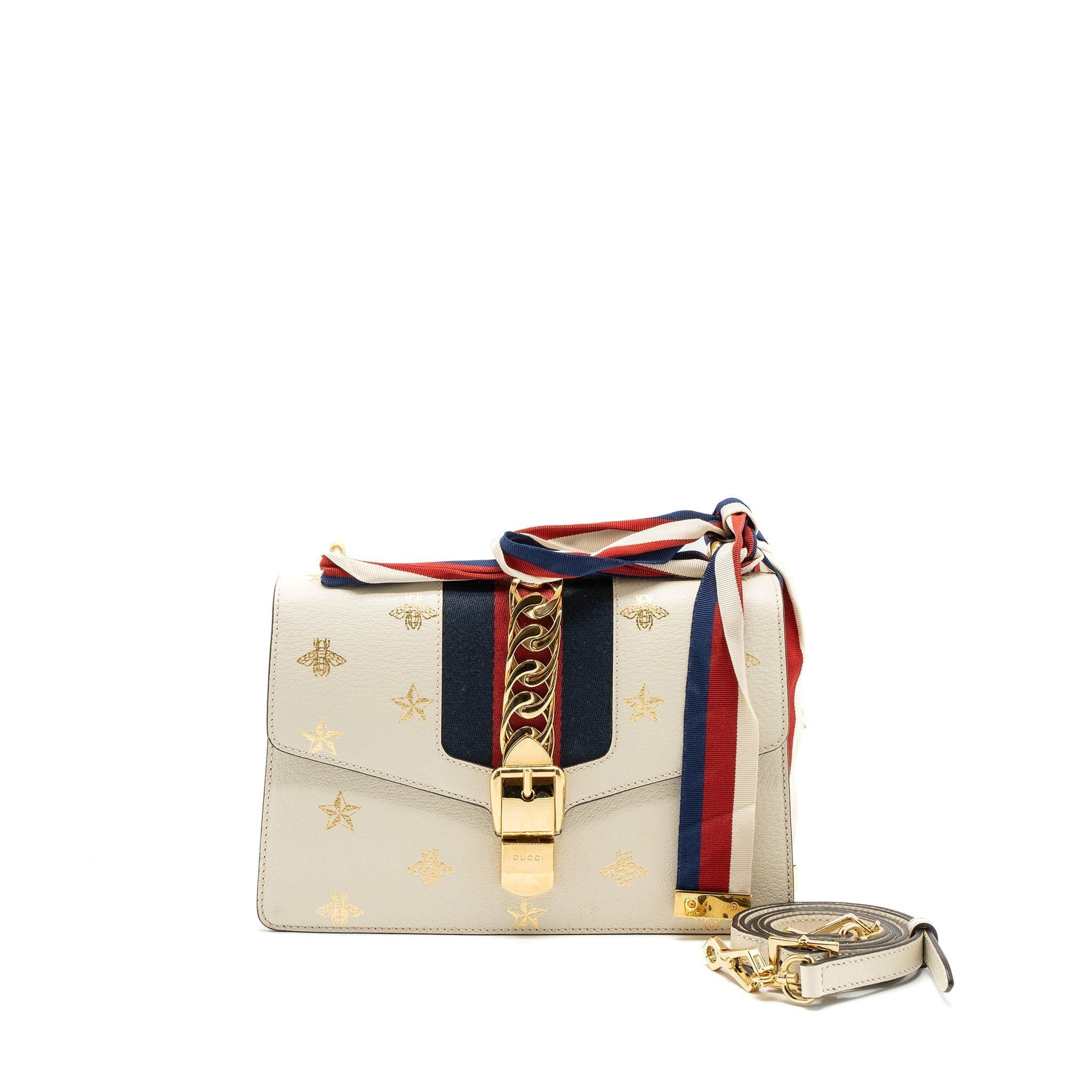 gucci-small-sylvie-bag-bee-printed-calfskin-white-ghw