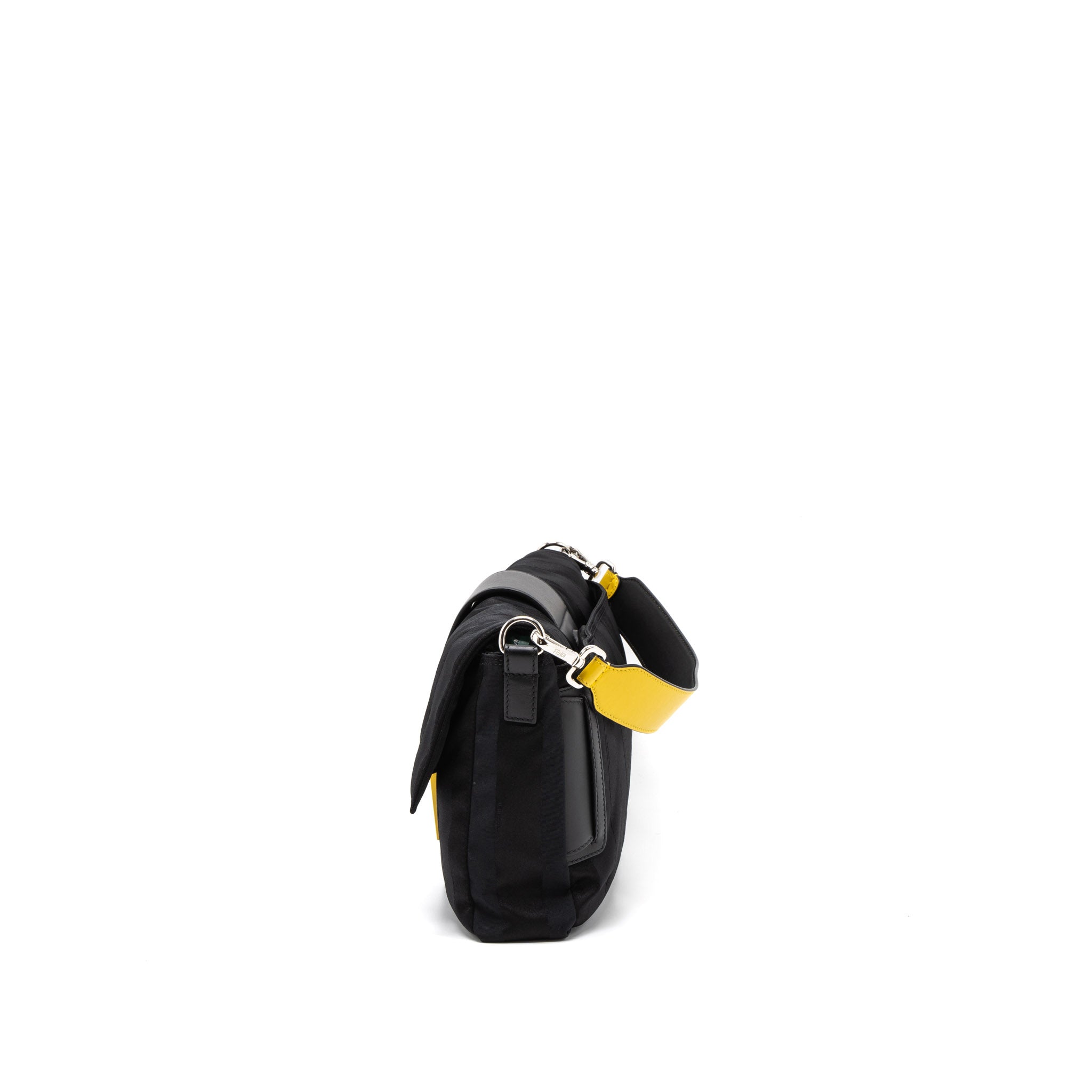 fendi-20fw-large-baguette-bag-nylon-leather-black-yellow-shw