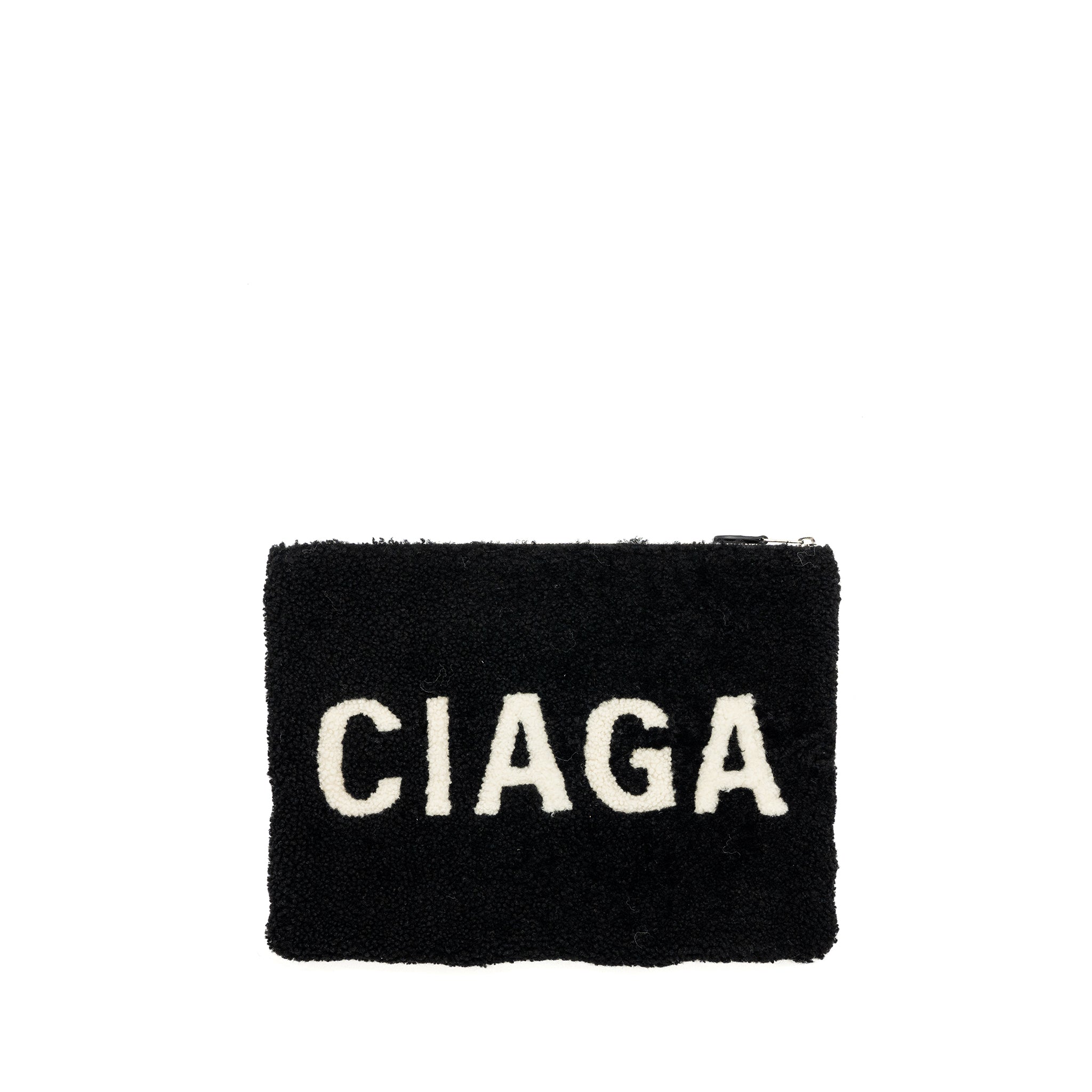 balenciaga-zip-pouch-clutch-shearling-black-white